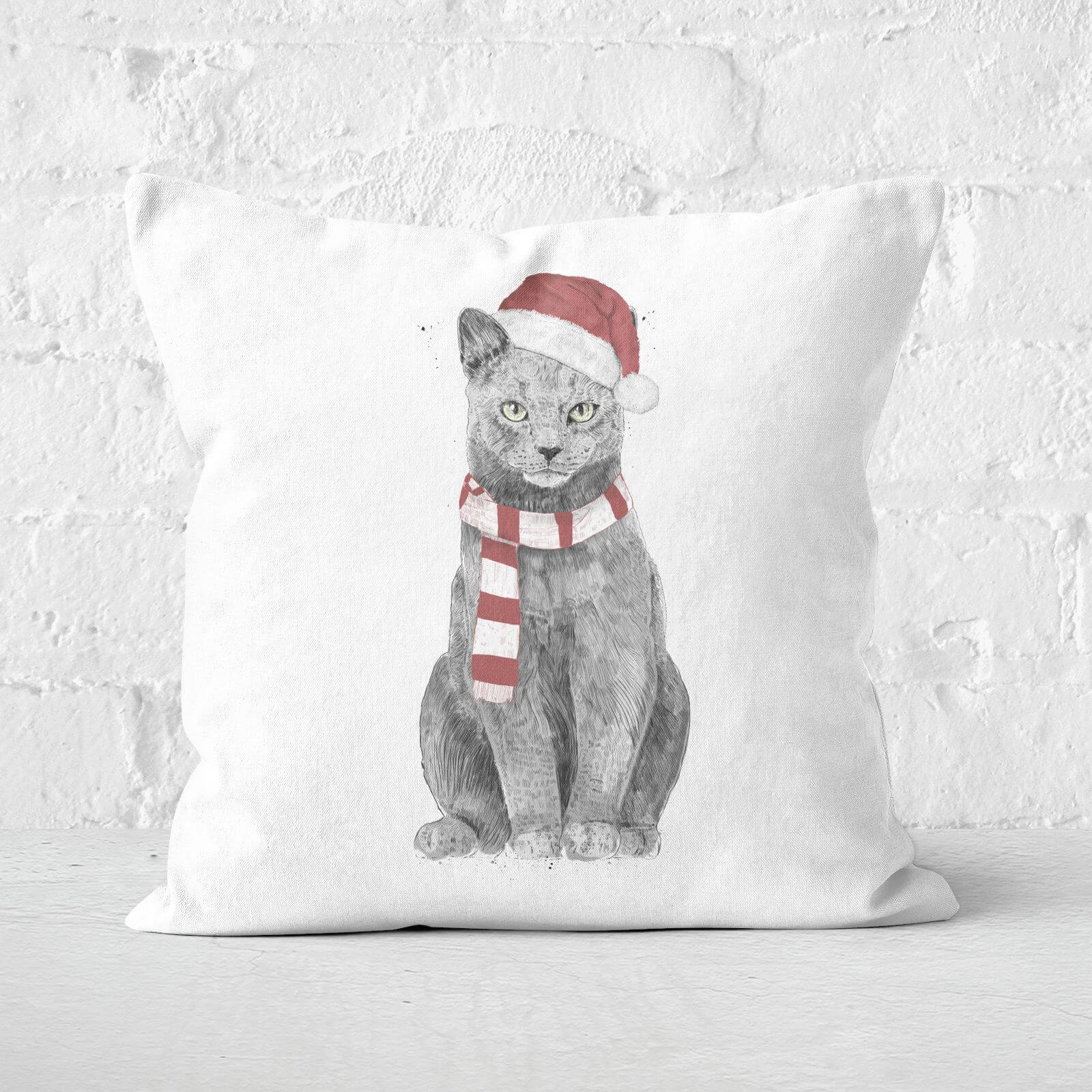 Xmas Cat Square Cushion - 60x60cm - Soft Touch
