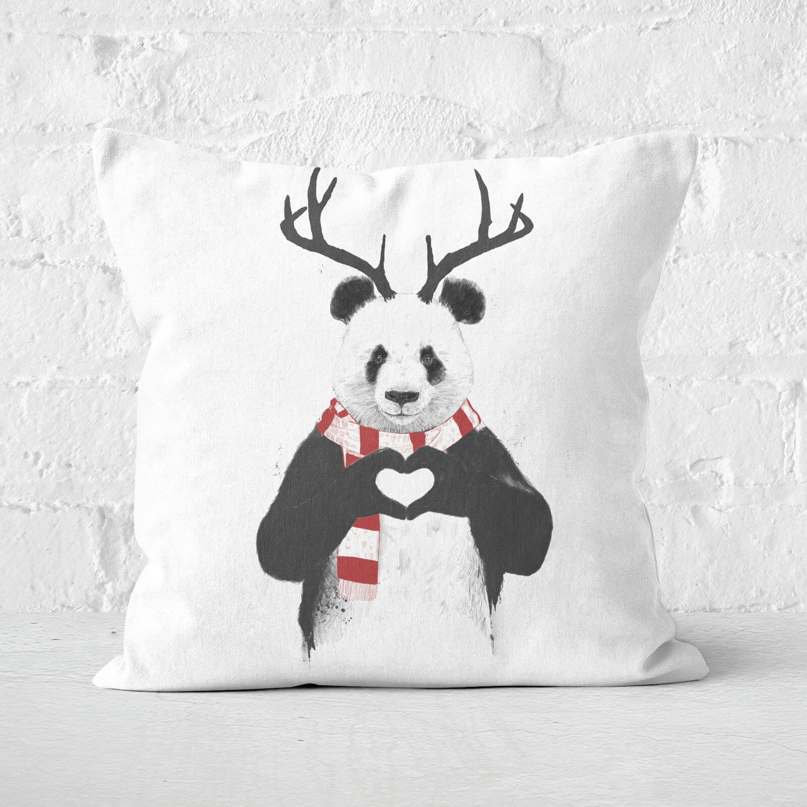 Xmas Panda Square Cushion - 40x40cm - Soft Touch