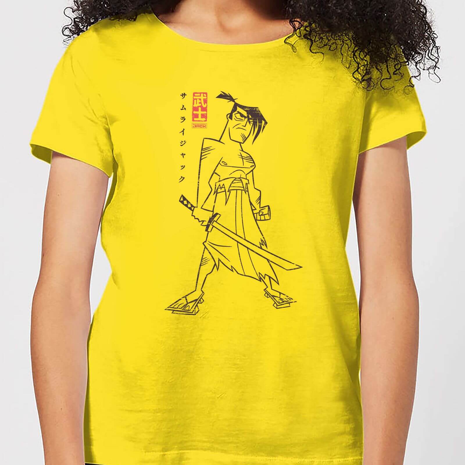 Samurai Jack Vintage Kanji Women's T-Shirt - Yellow - S - Yellow