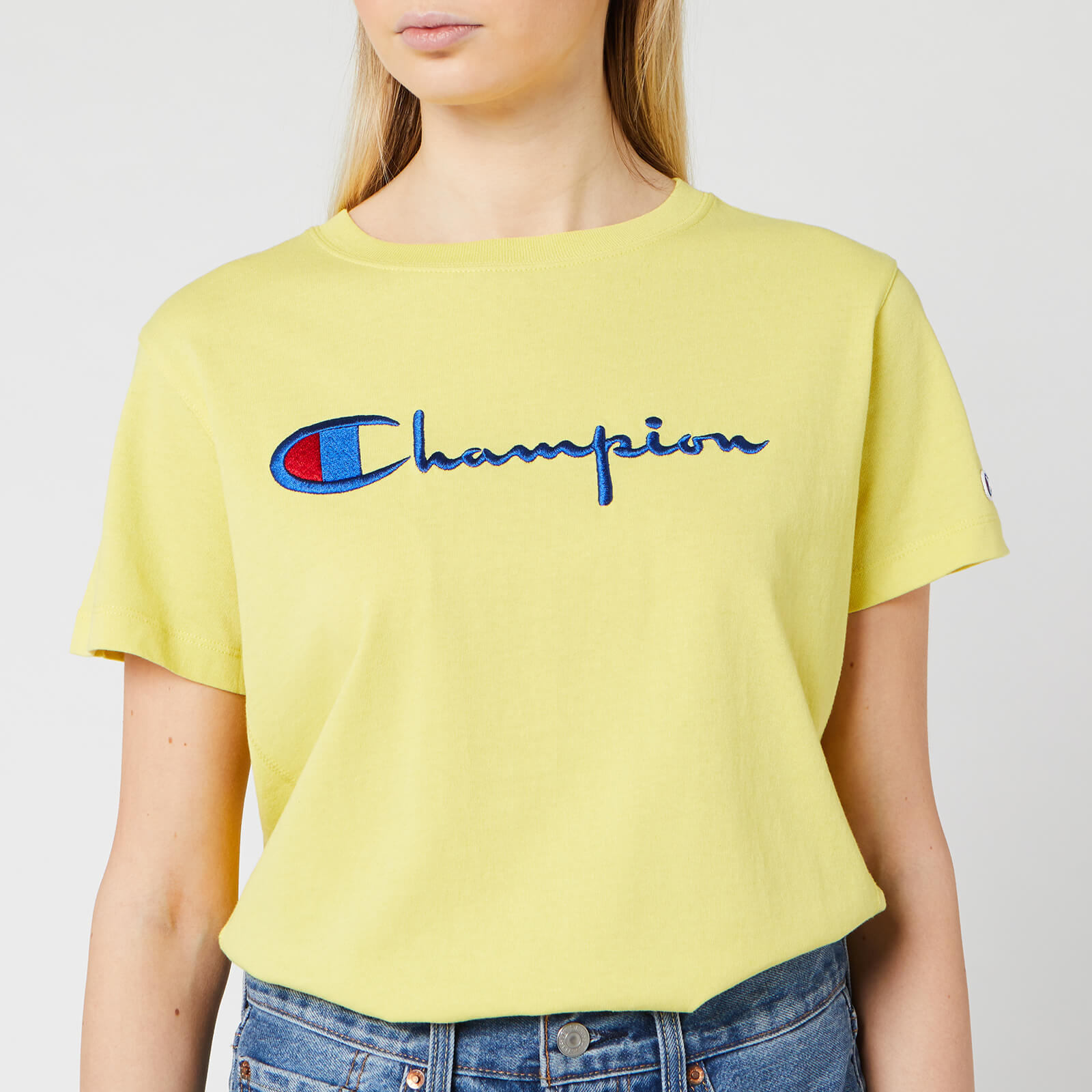 Champion Women's Big Script T-Shirt - Yellow - M