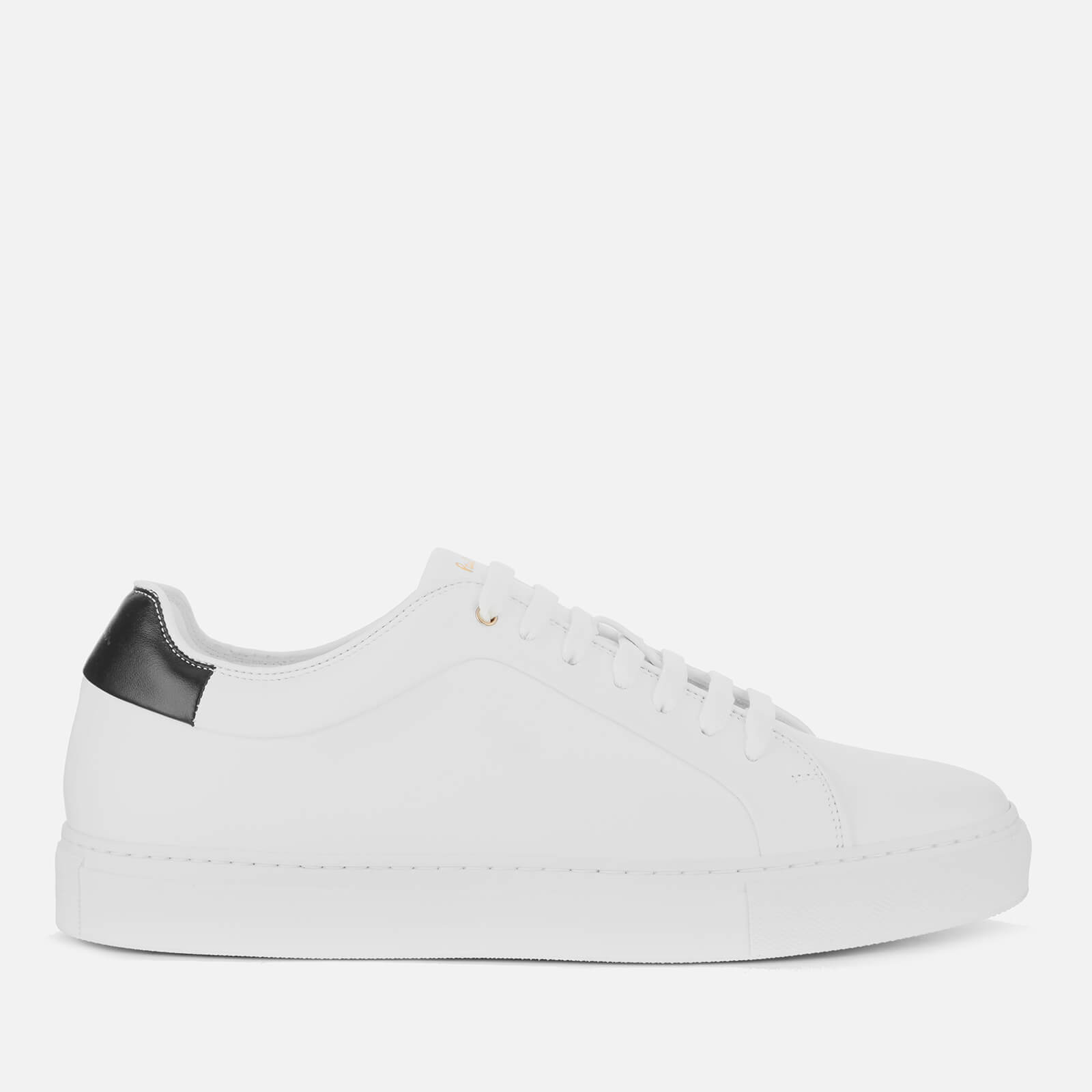 Paul Smith Men's Basso Leather Cupsole Trainers - White/Black Tab - UK 8