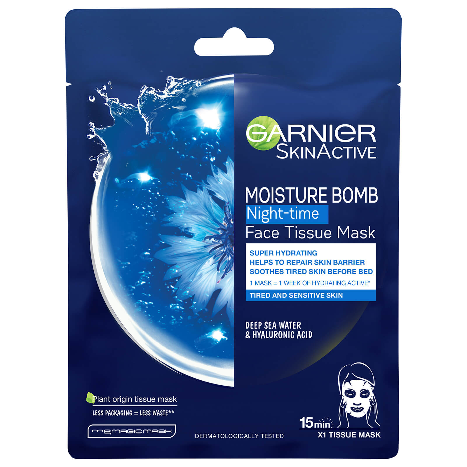 

Garnier Moisture Bomb Deep Sea Water & Hyaluronic Acid Tissue Mask Night 32g
