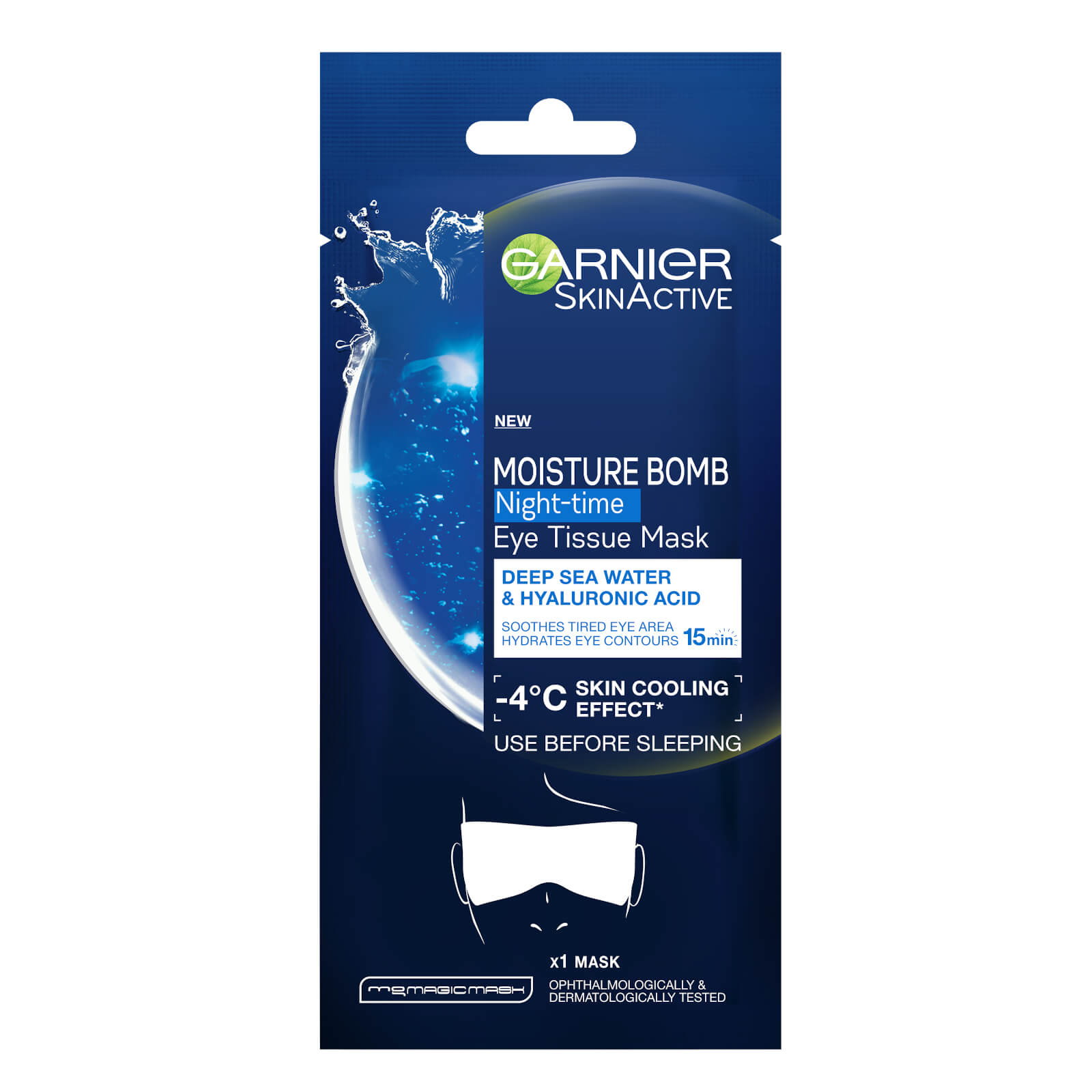 

Garnier Moisture Bomb Deep Sea Water & Hyaluronic Acid Night-Time Eye Tissue Mask 6g