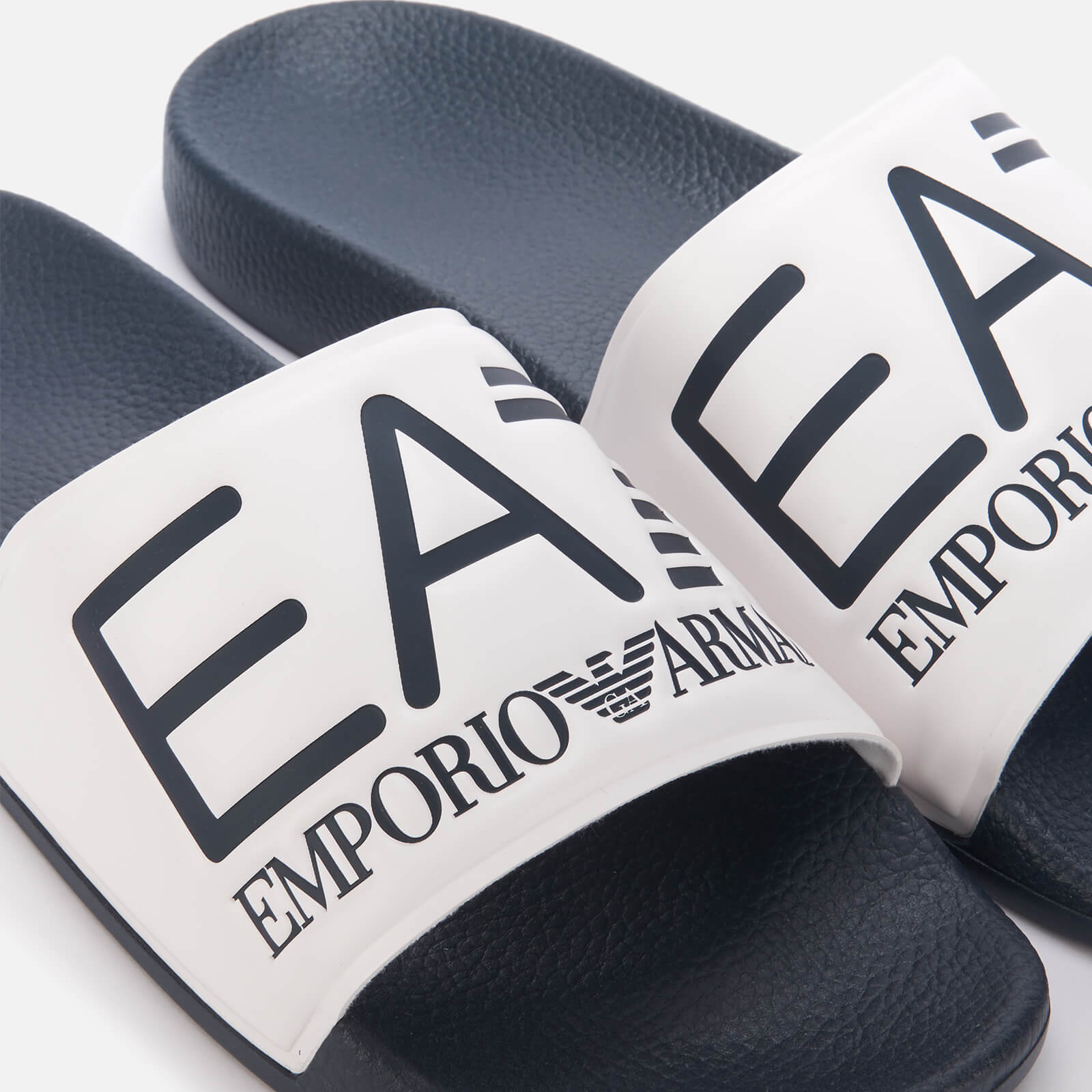 Emporio Armani Ea7 Men's Logo Slide Sandals - Blue/White - Uk 8