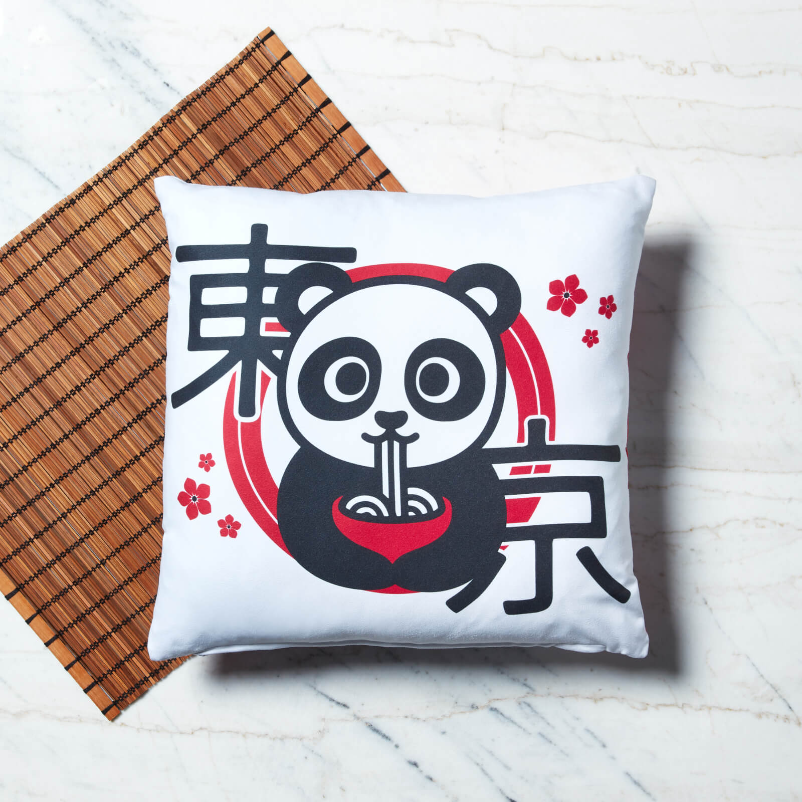 Ramen Panda Floral Square Cushion - 60x60cm - Soft Touch