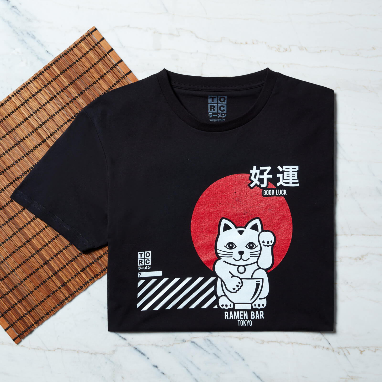 Ramen Lucky Cat T-Shirt - Black - S