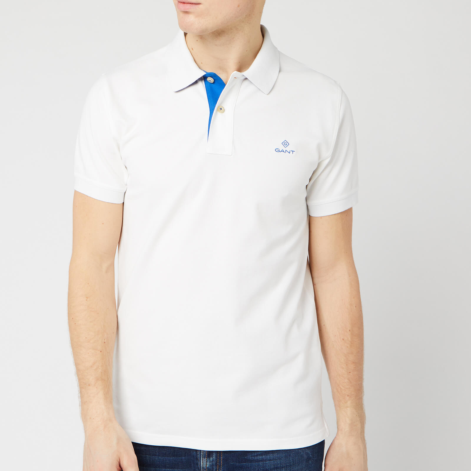 GANT Men's Contrast Collar Pique Rugger Polo Shirt - Eggshell - M