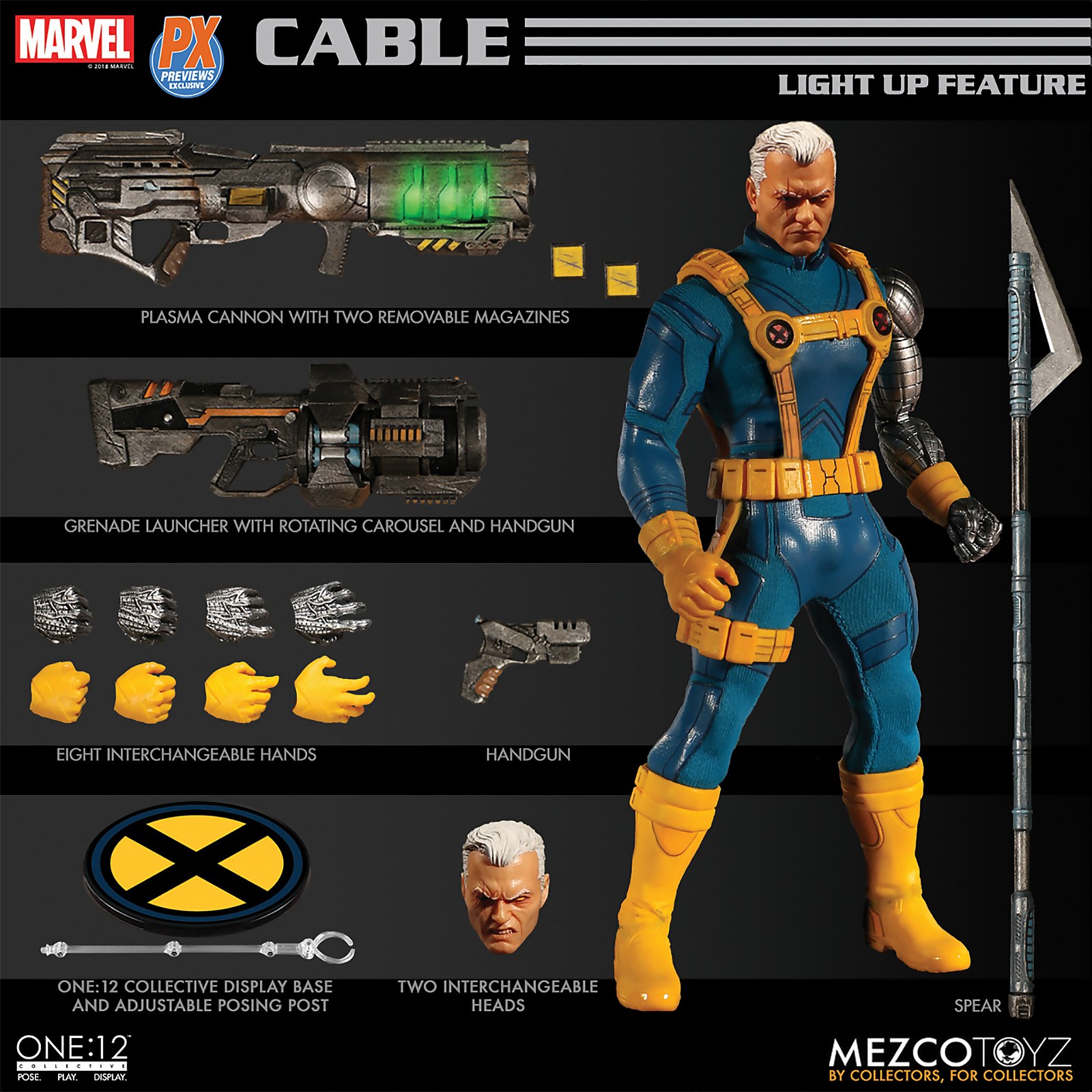 Mezco One:12 Collective Marvel Comics Cable Figure (1990s Costume Version)