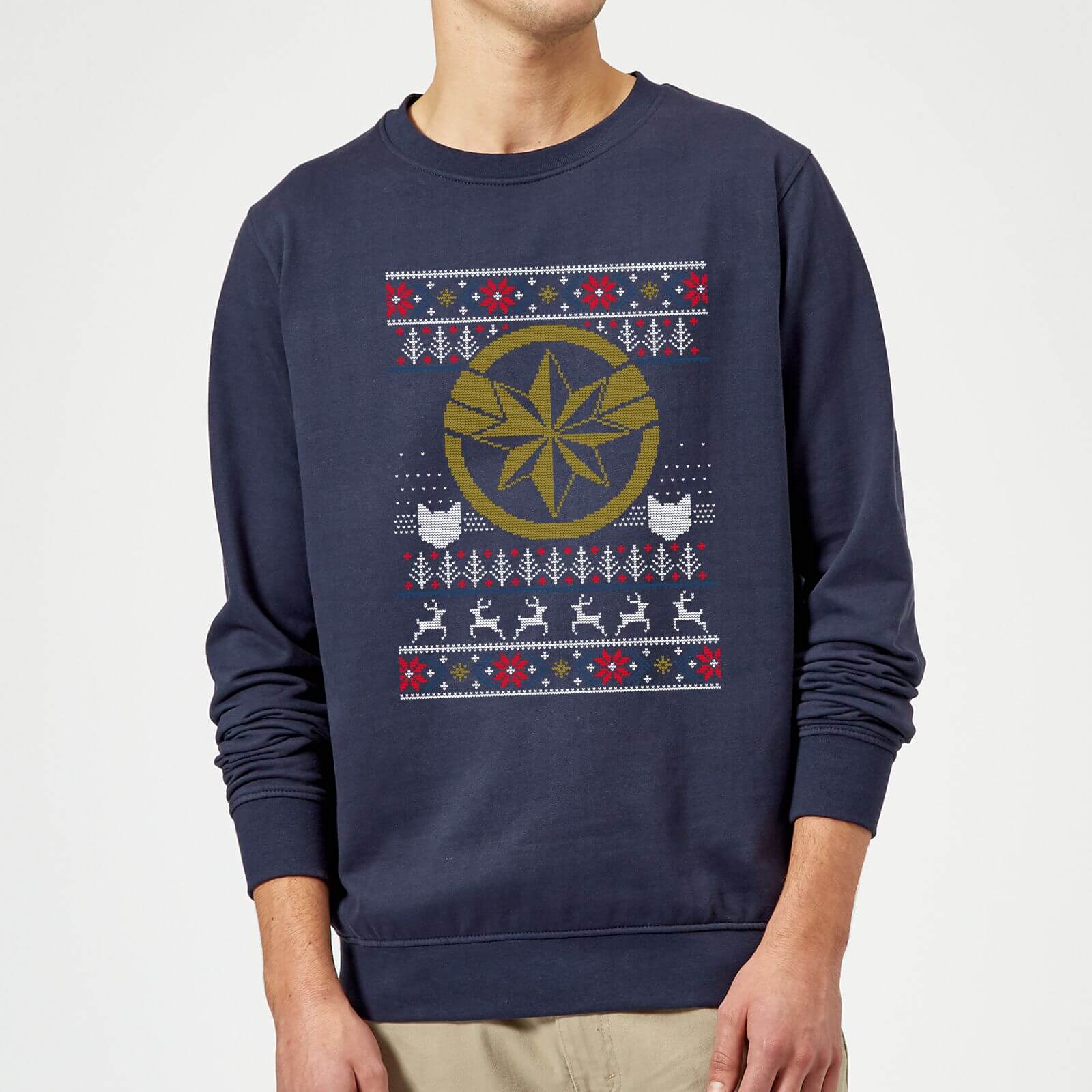 Captain Marvel Christmas Sweatshirt - Navy - 4XL
