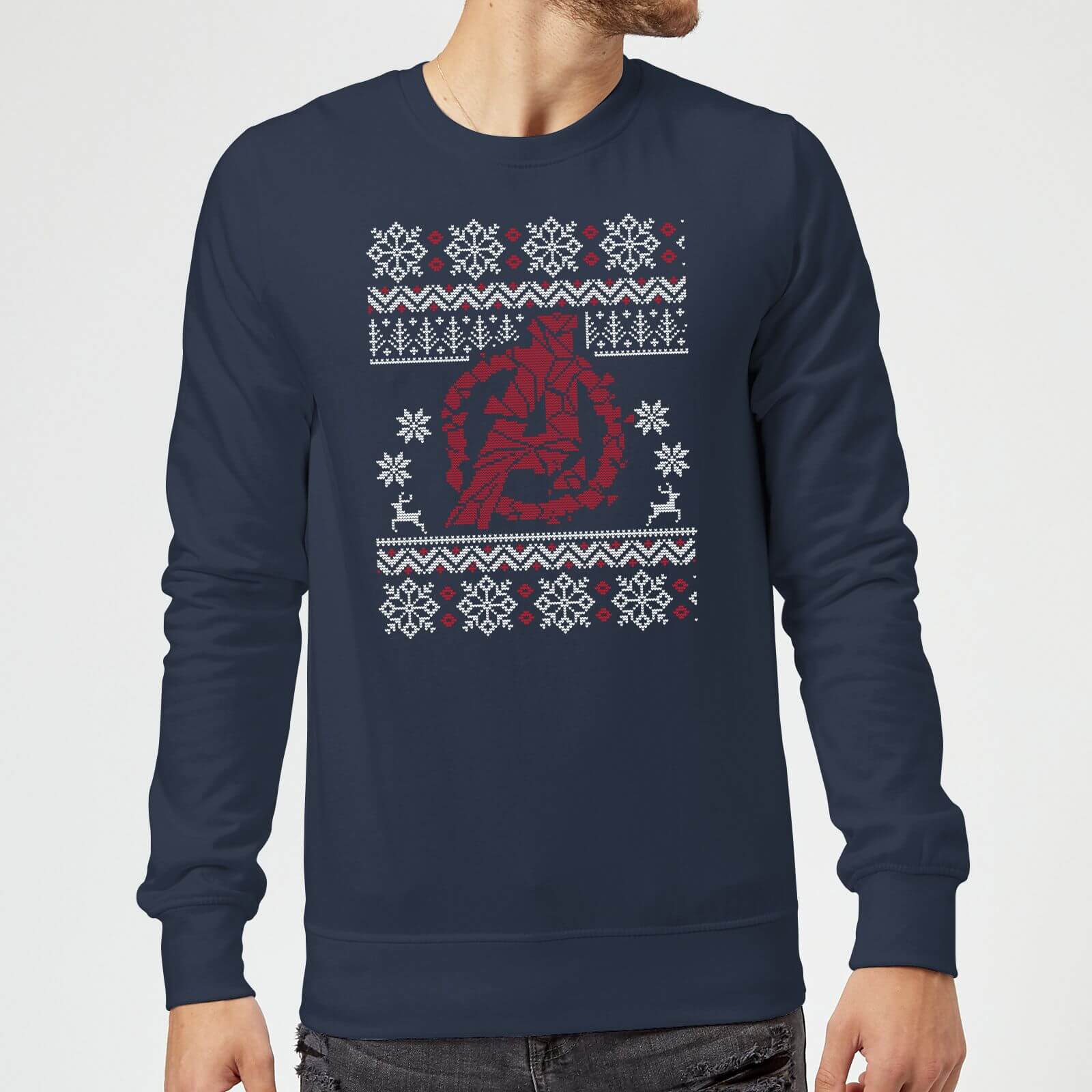 Avengers Logo Christmas Jumper Sweatshirt - Navy - 3XL - Navy