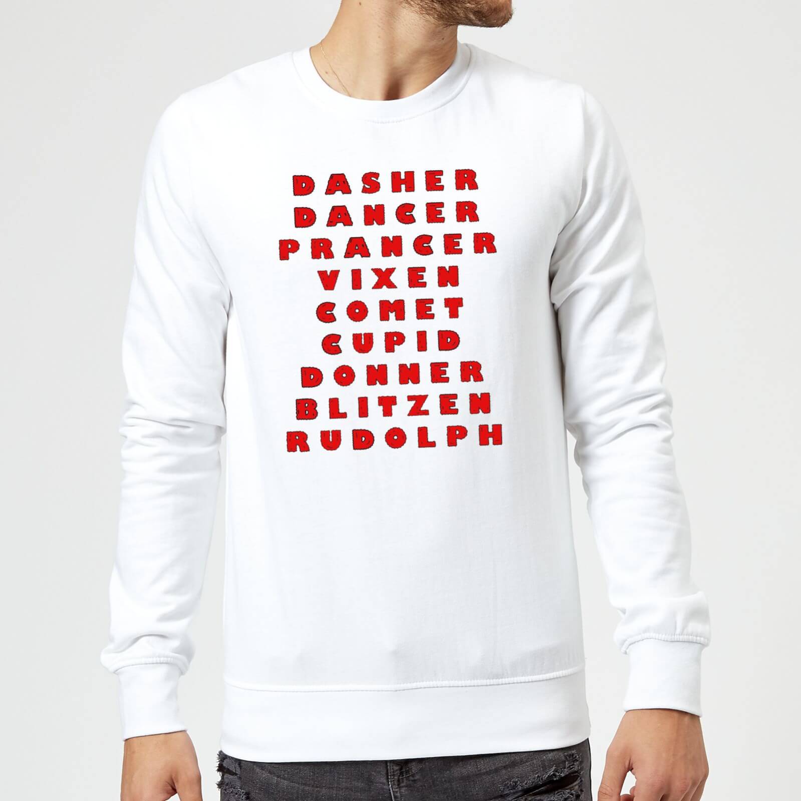 Reindeer Line Up Sweatshirt - White - S - White