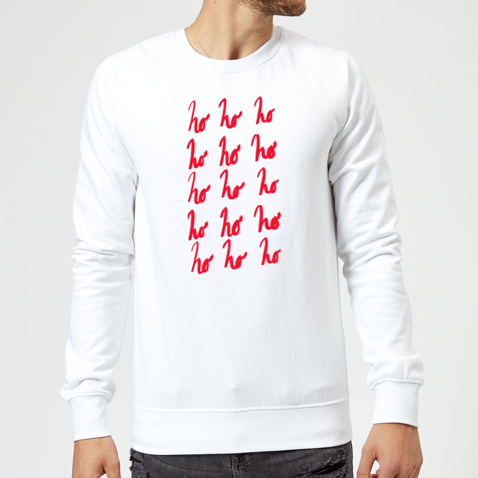 Ho Ho Ho Repetitive Sweatshirt - White - S - White