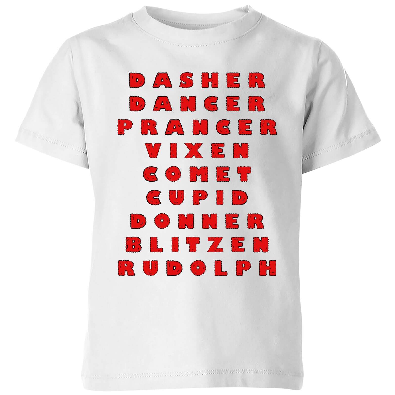 Reindeer Line Up Kids' T-Shirt - White - 3-4 Years