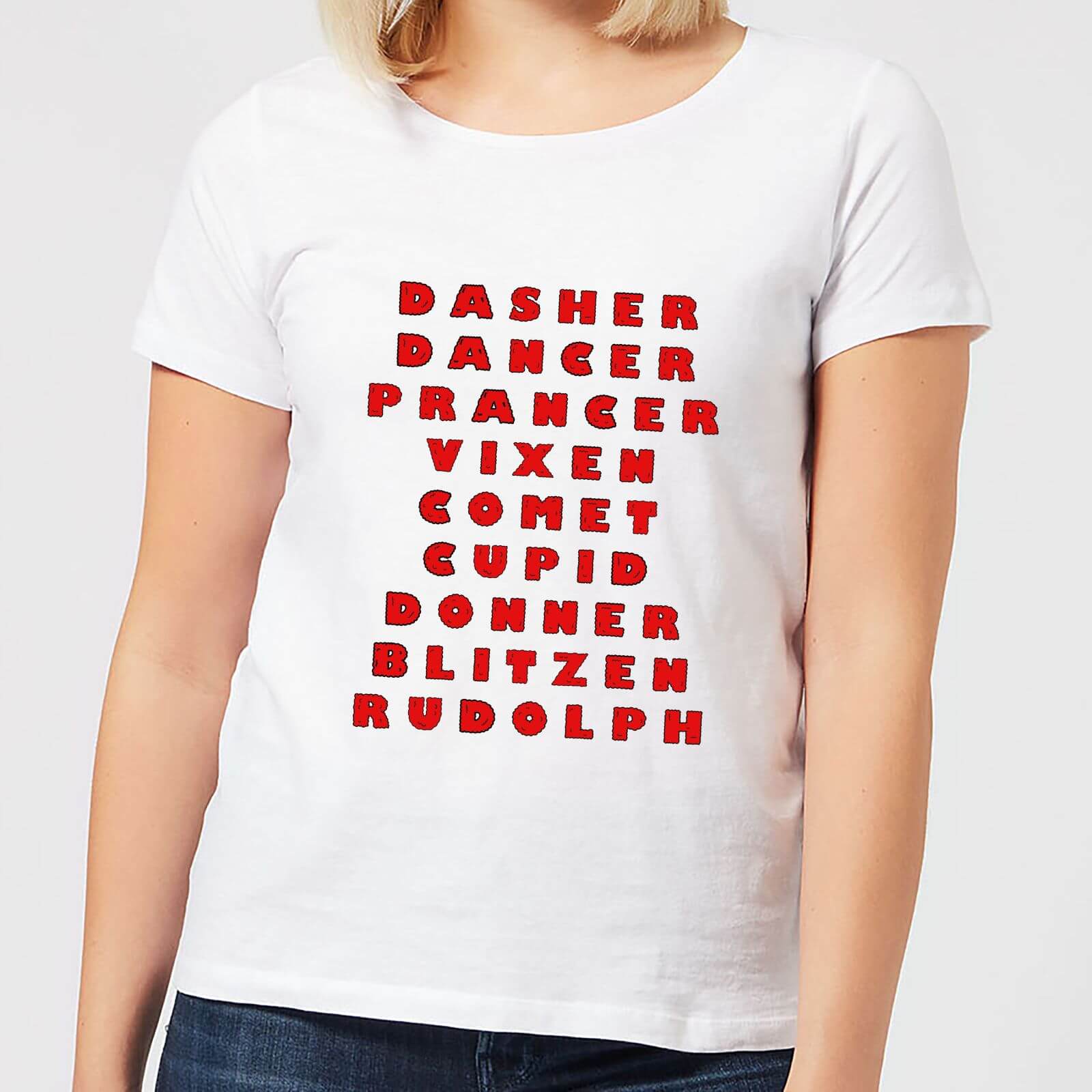 Reindeer Line Up Women's T-Shirt - White - S - White