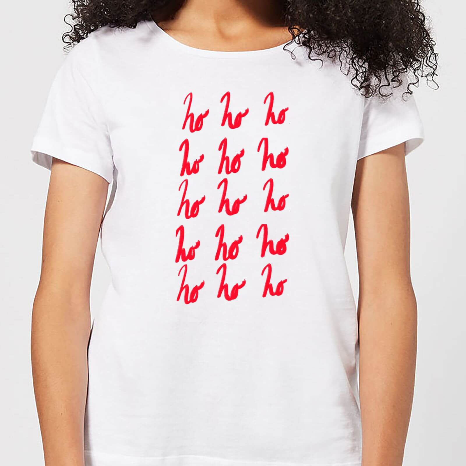 Ho Ho Ho Repetitive Women's T-Shirt - White - L - White