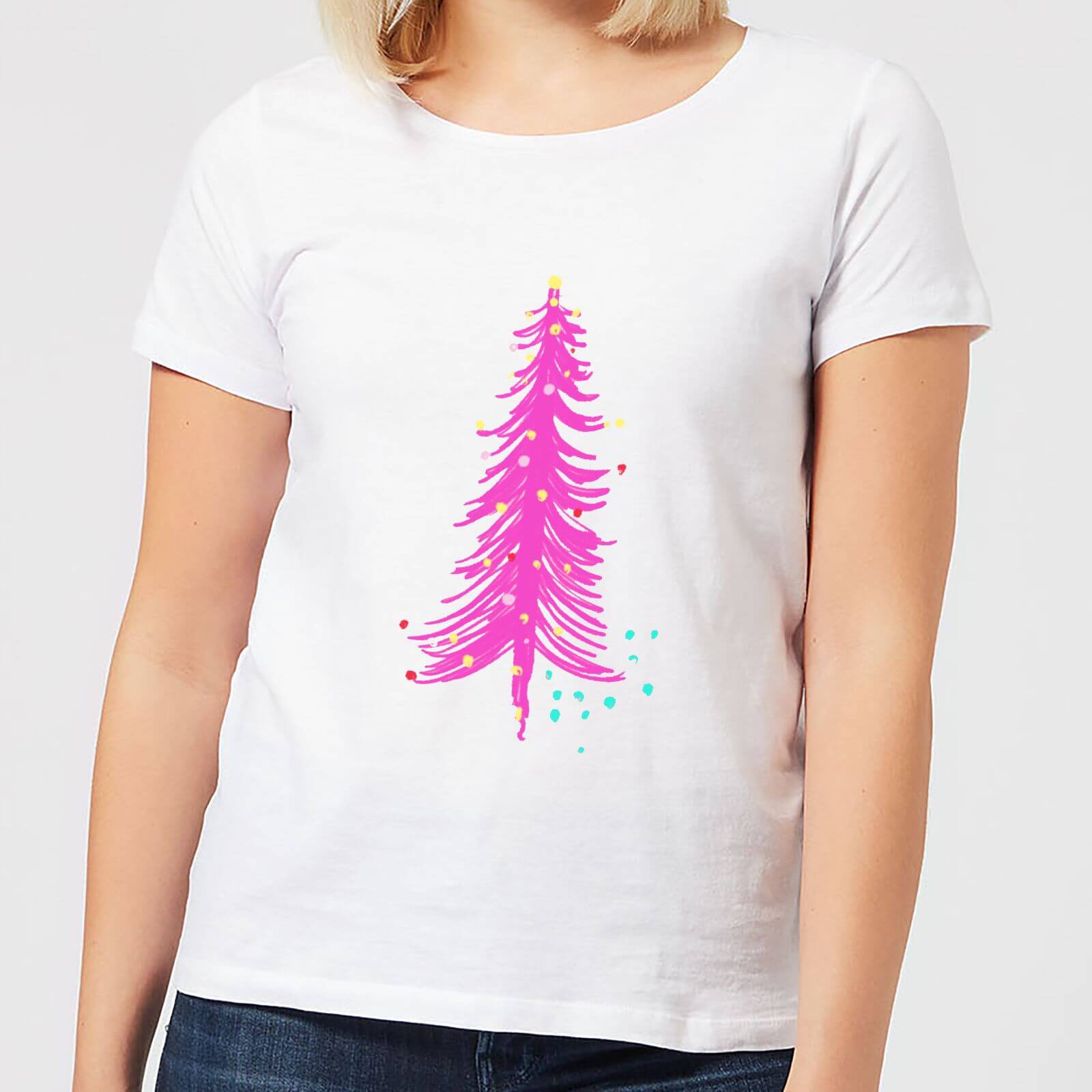 Pink Christmas Tree Women's T-Shirt - White - S - White