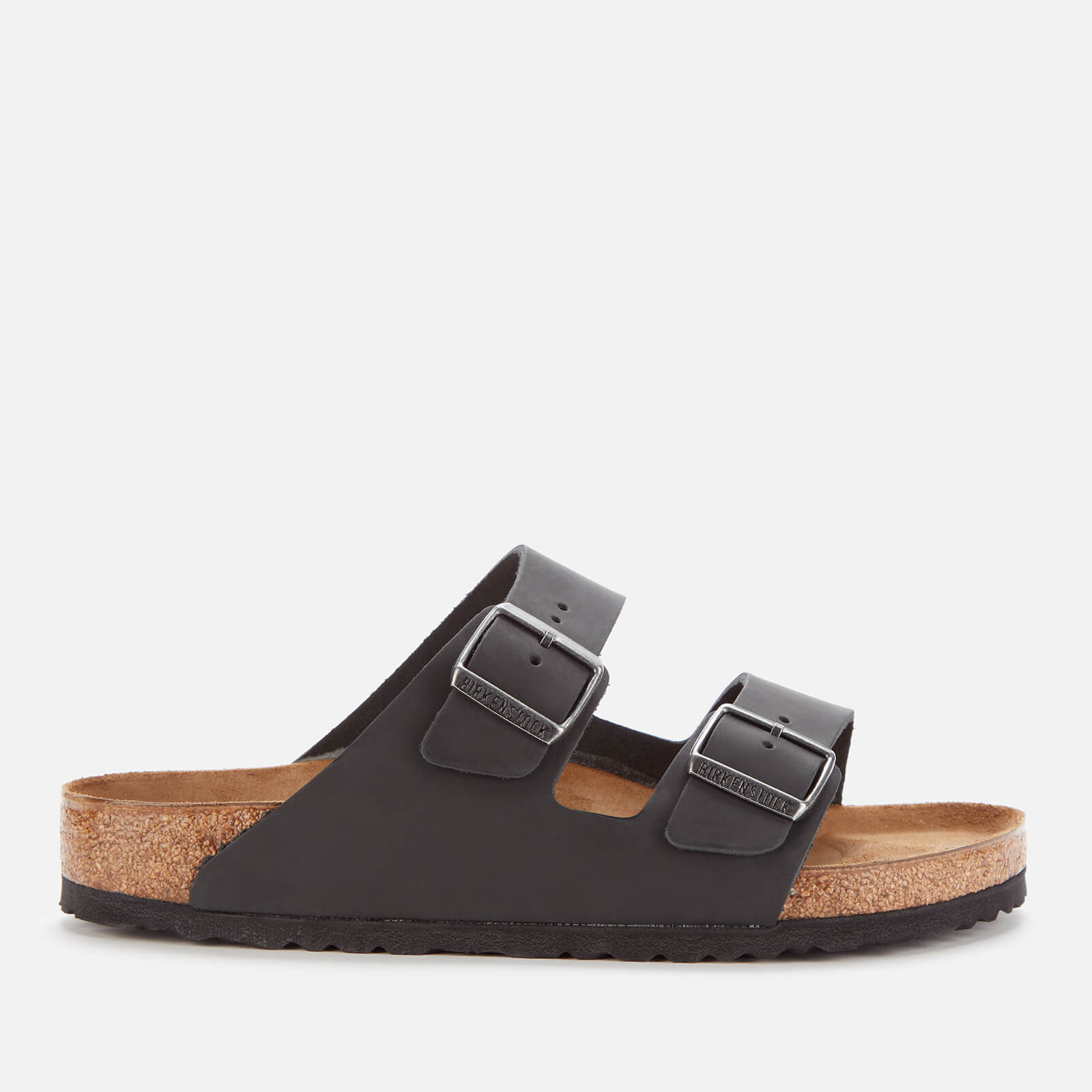Birkenstock Men’s Arizona Oiled Leather Double Strap Sandals - Black