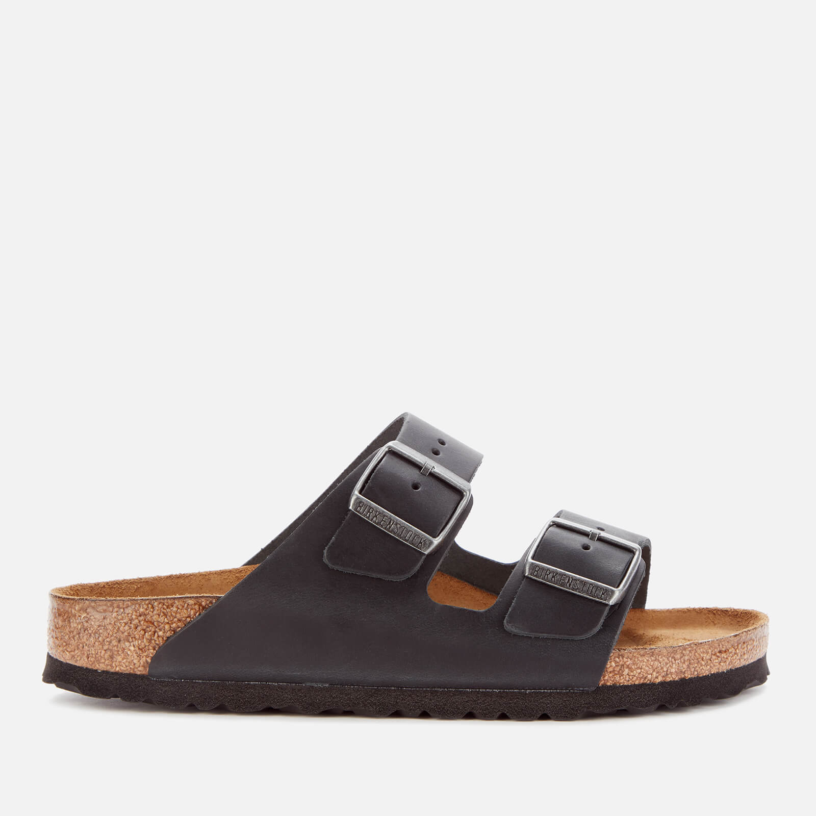 Birkenstock Women’s Arizona Slim Fit Oiled Leather Double Strap Sandals - Black