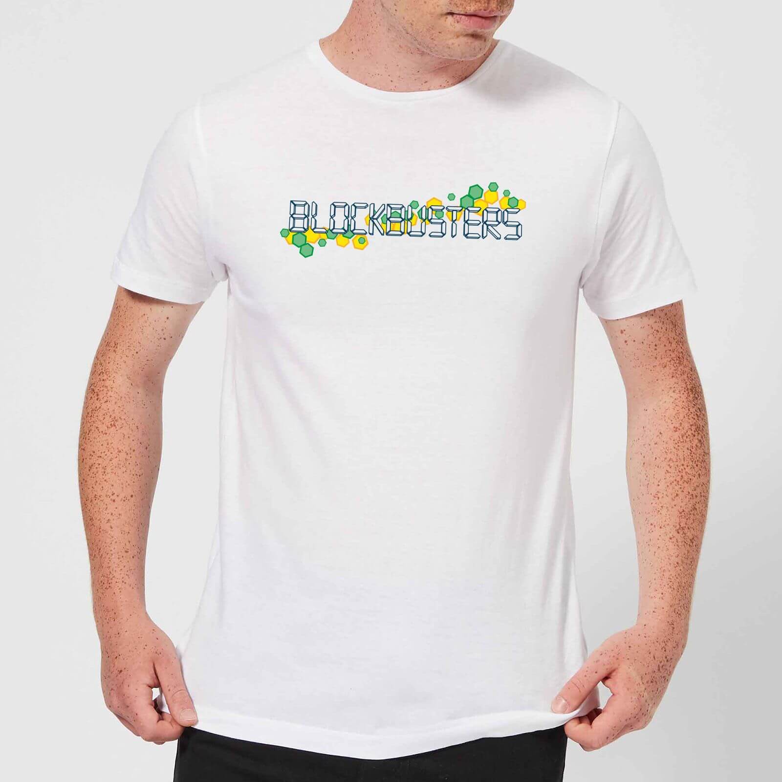 Blockbusters Pattern Logo Men's T-Shirt - White - S - White