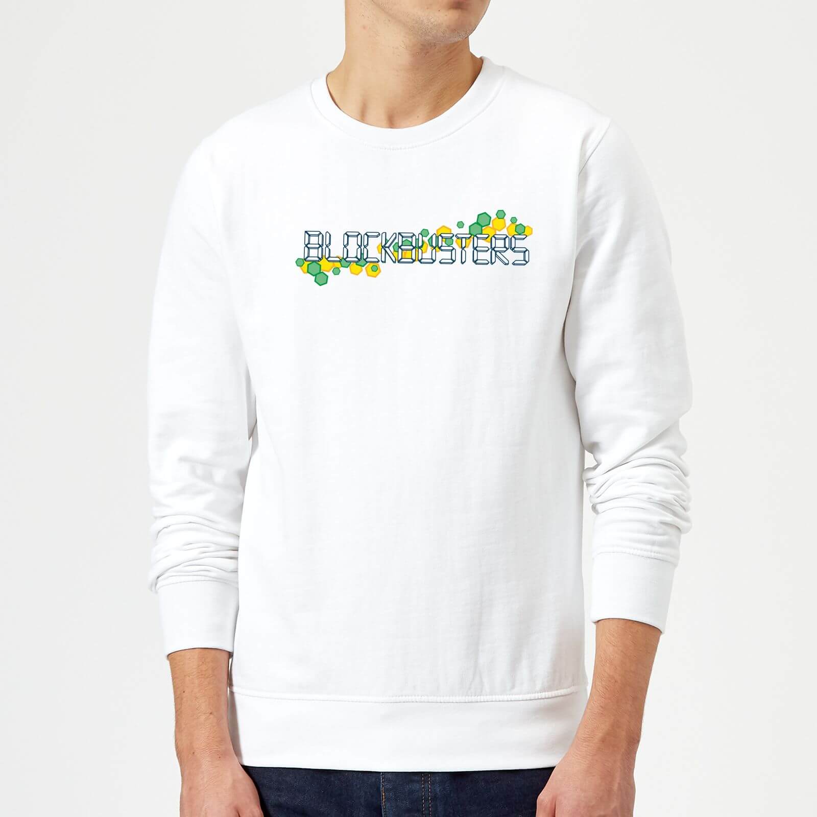 Blockbusters Pattern Logo Sweatshirt - White - S - White