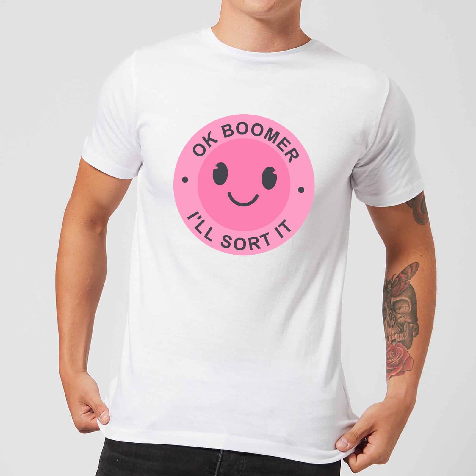 Ok Boomer Pink Smile Men's T-Shirt - White - S - White