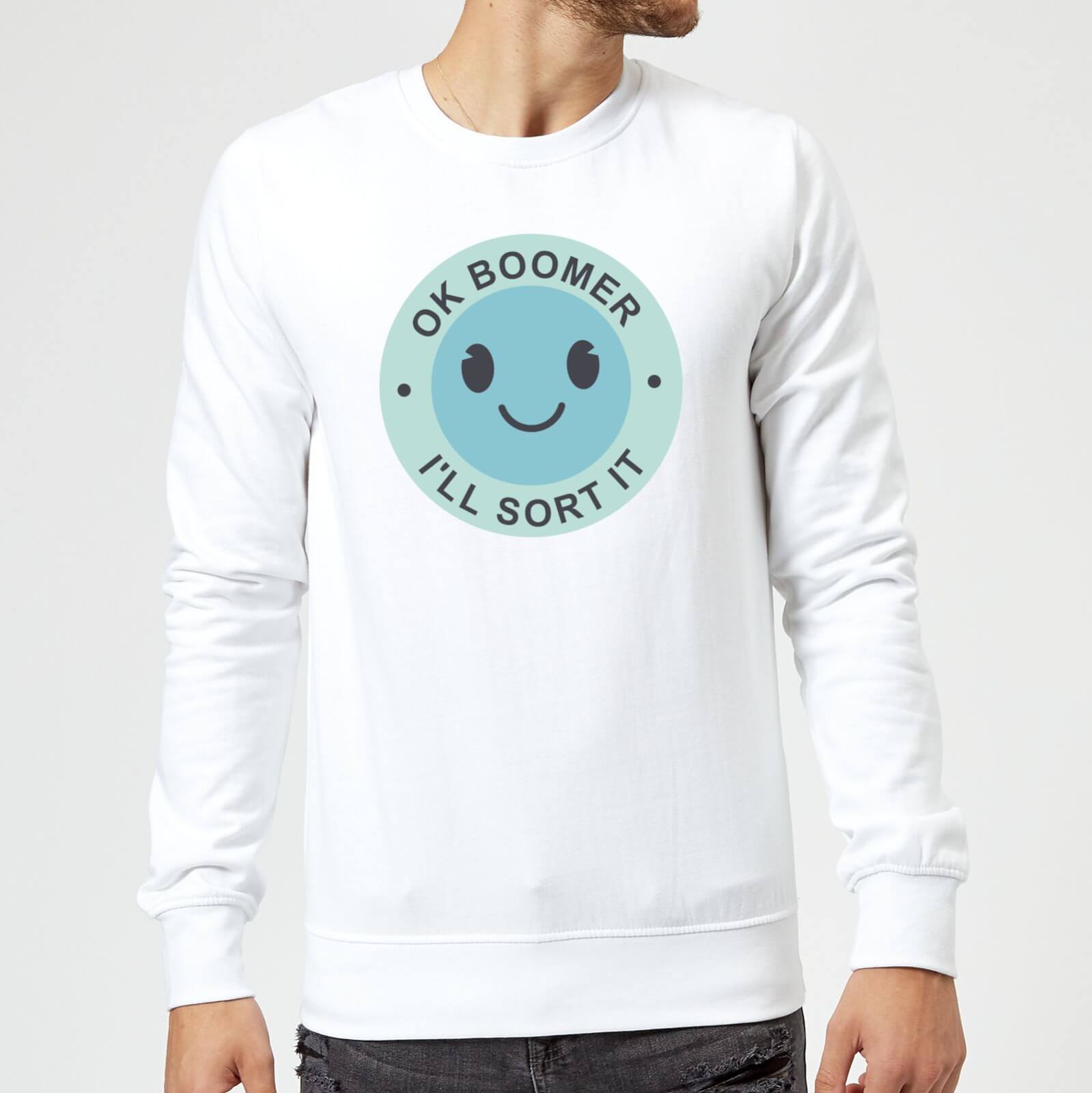 Ok Boomer Blue Smile Sweatshirt - White - S - White