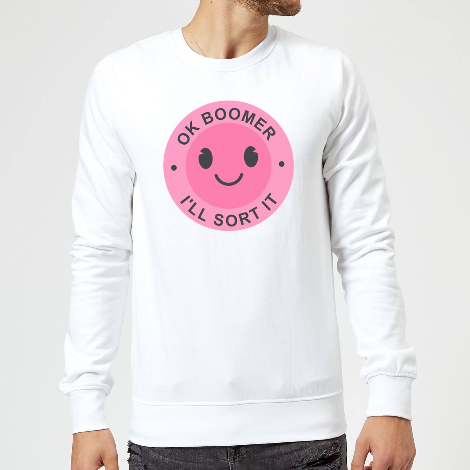 Ok Boomer Pink Smile Sweatshirt - White - XXL - White