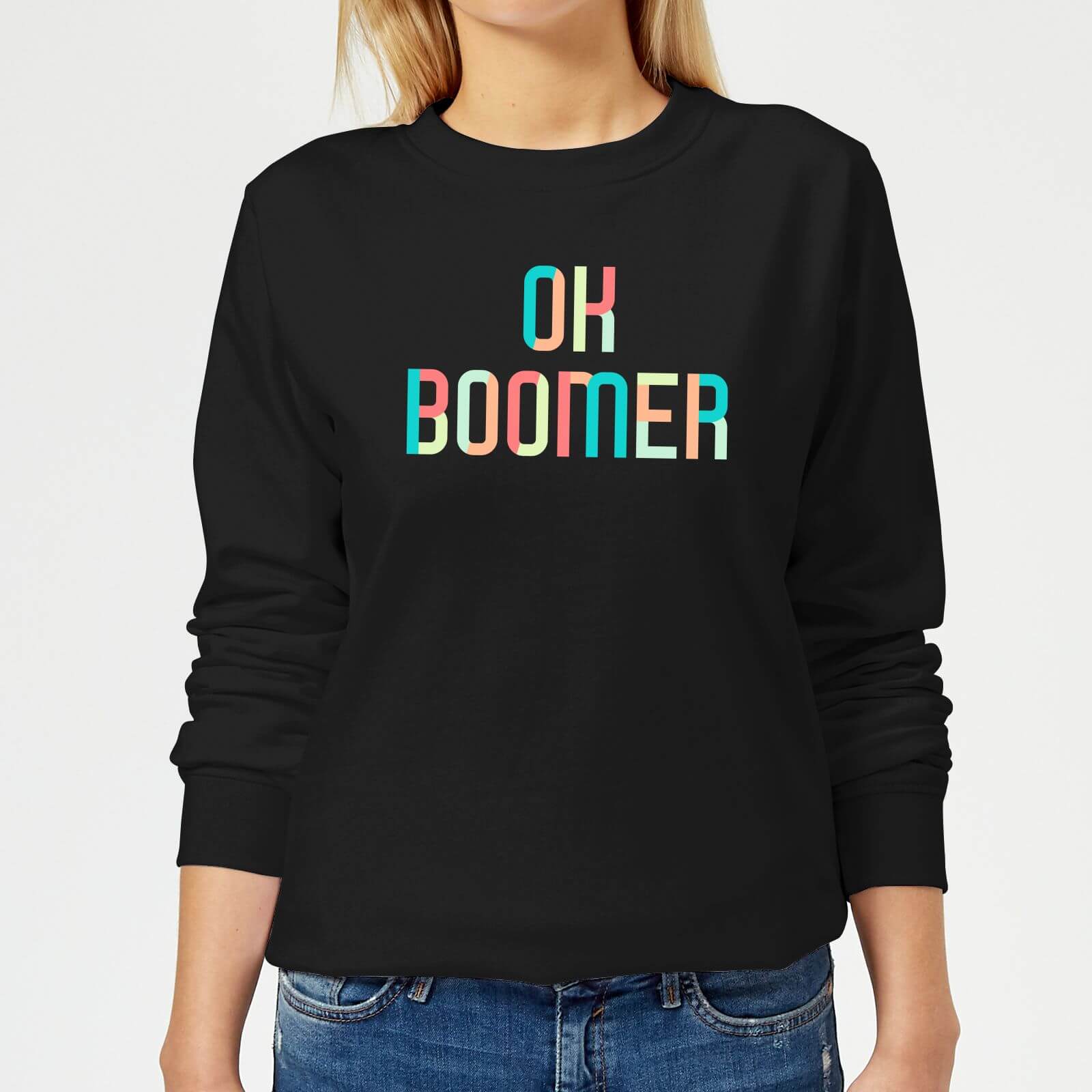Ok Boomer Colourful Women's Sweatshirt - Black - XS - Black