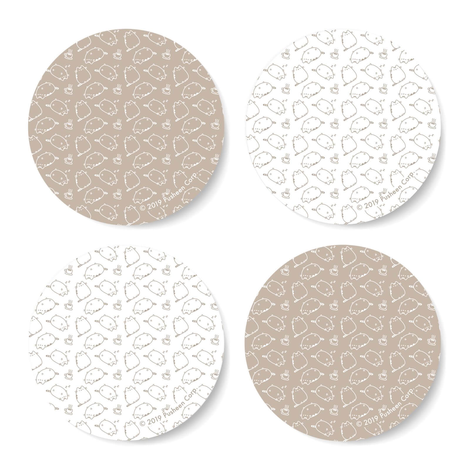 Pusheen Lazy Cuppa Round Coaster Set