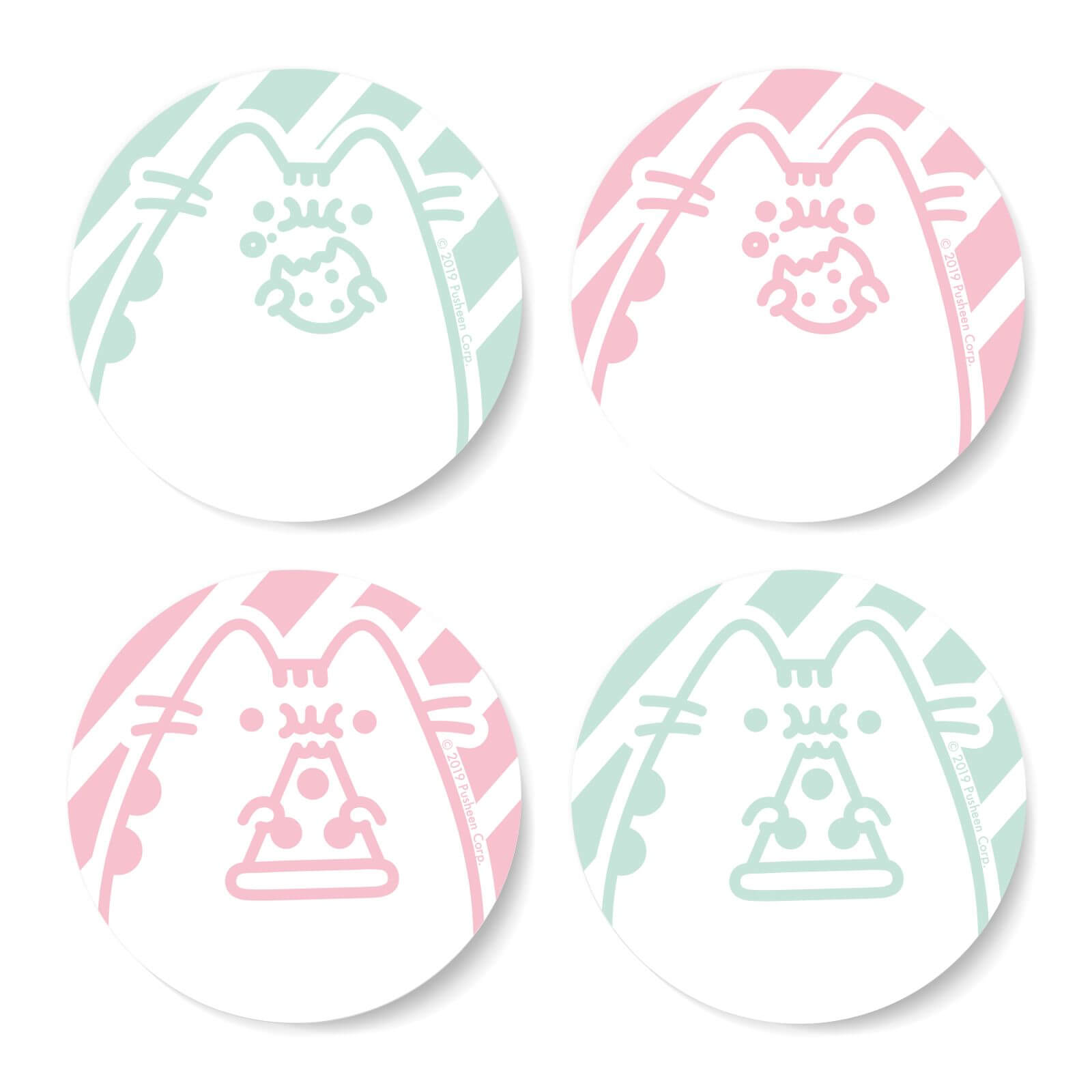 Pusheen Eating Junk Food Round Coaster Set