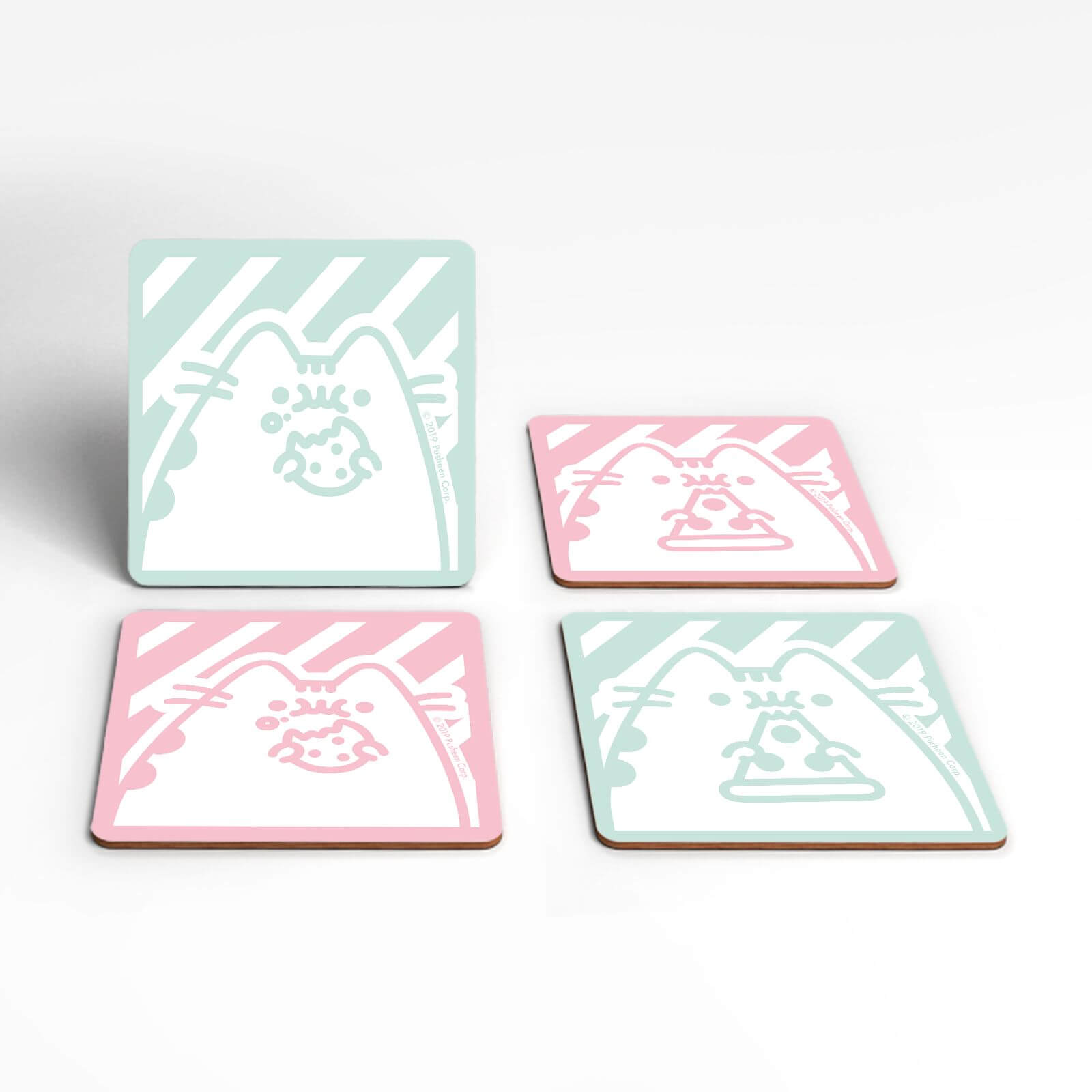 Pusheen Eating Junk Food Square Coaster Set
