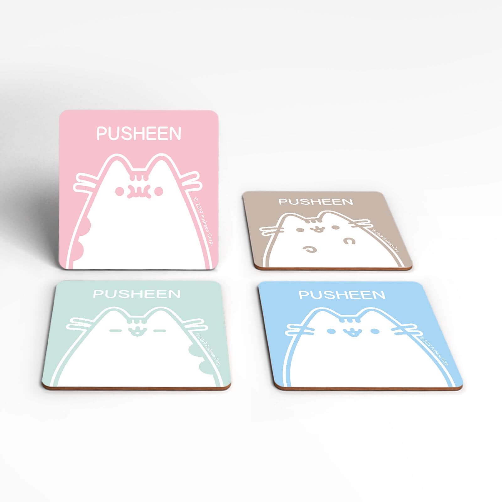 Pusheen Funny Faces Square Coaster Set