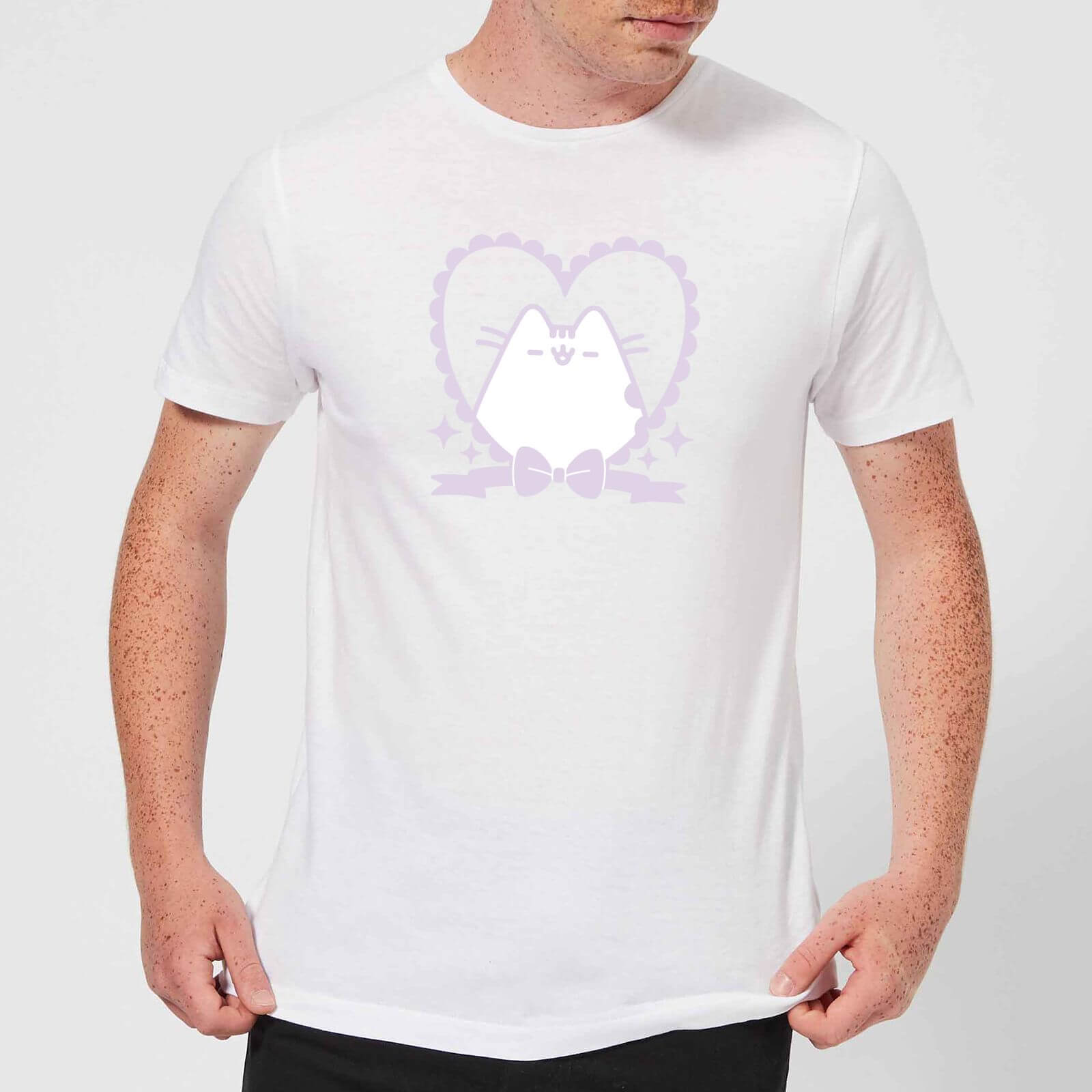 Pusheen Decorative Love Heart Frame Men's T-Shirt - White - S - White