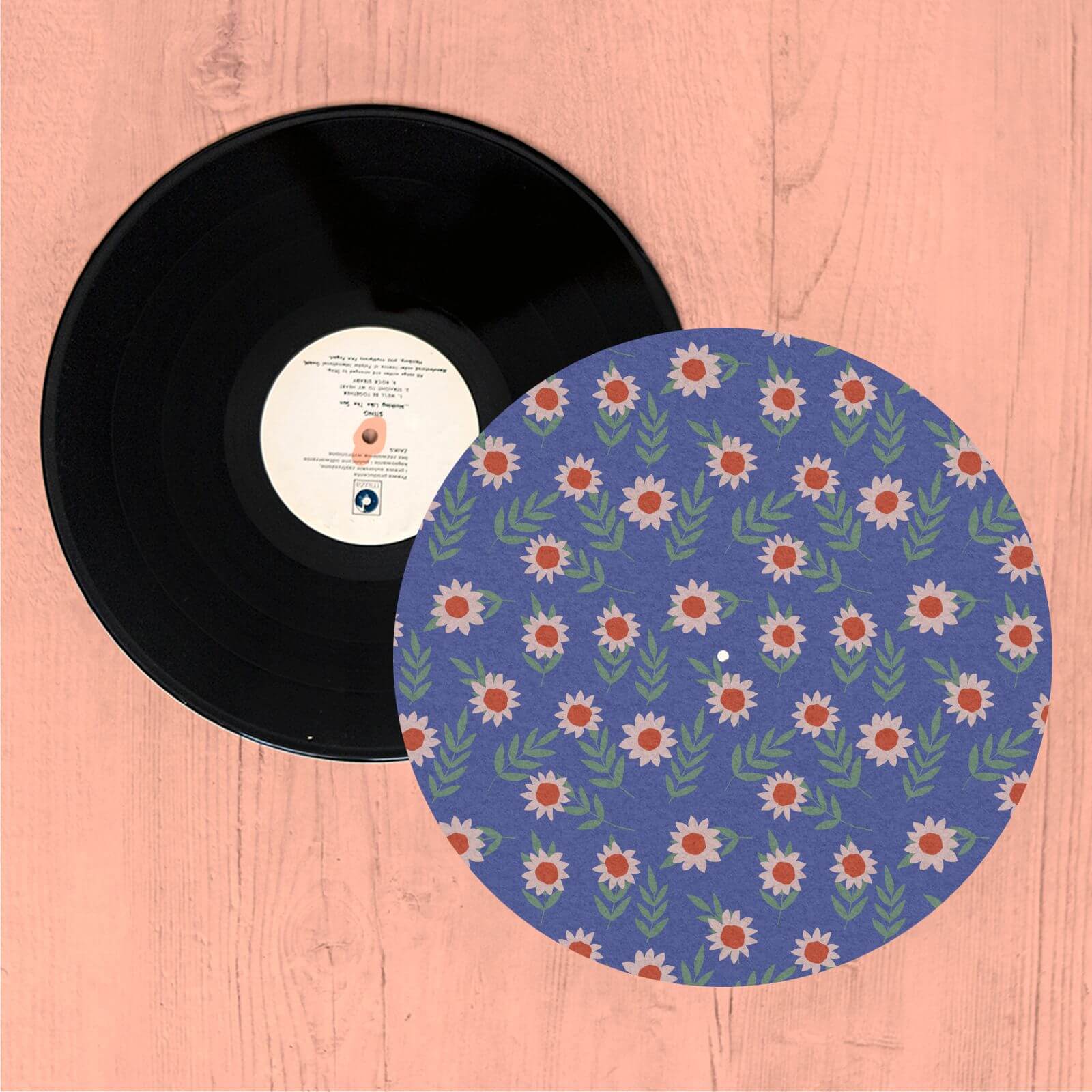Illustrated Flower Turntable Slip Mat