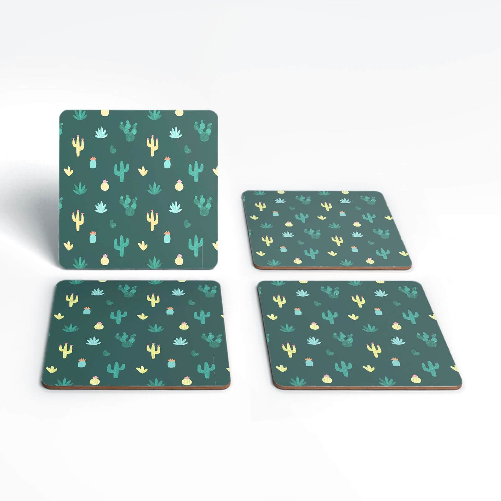 Dark Cactus Pattern Coaster Set