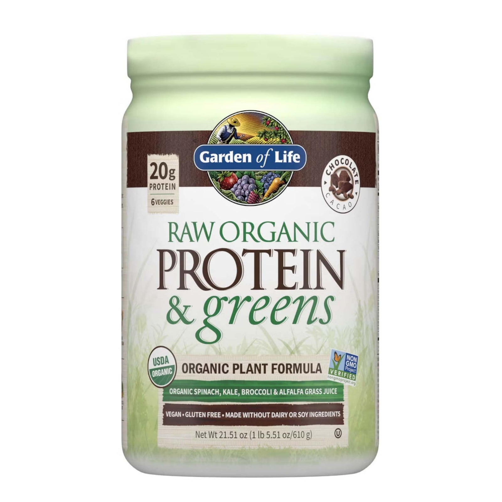 Proteína y Vegetales de Hoja Verde Orgánicos RAW - Sabor chocolate Proteína y Vegetales de Hoja Verde Orgánicos RAW - Sabor chocolate