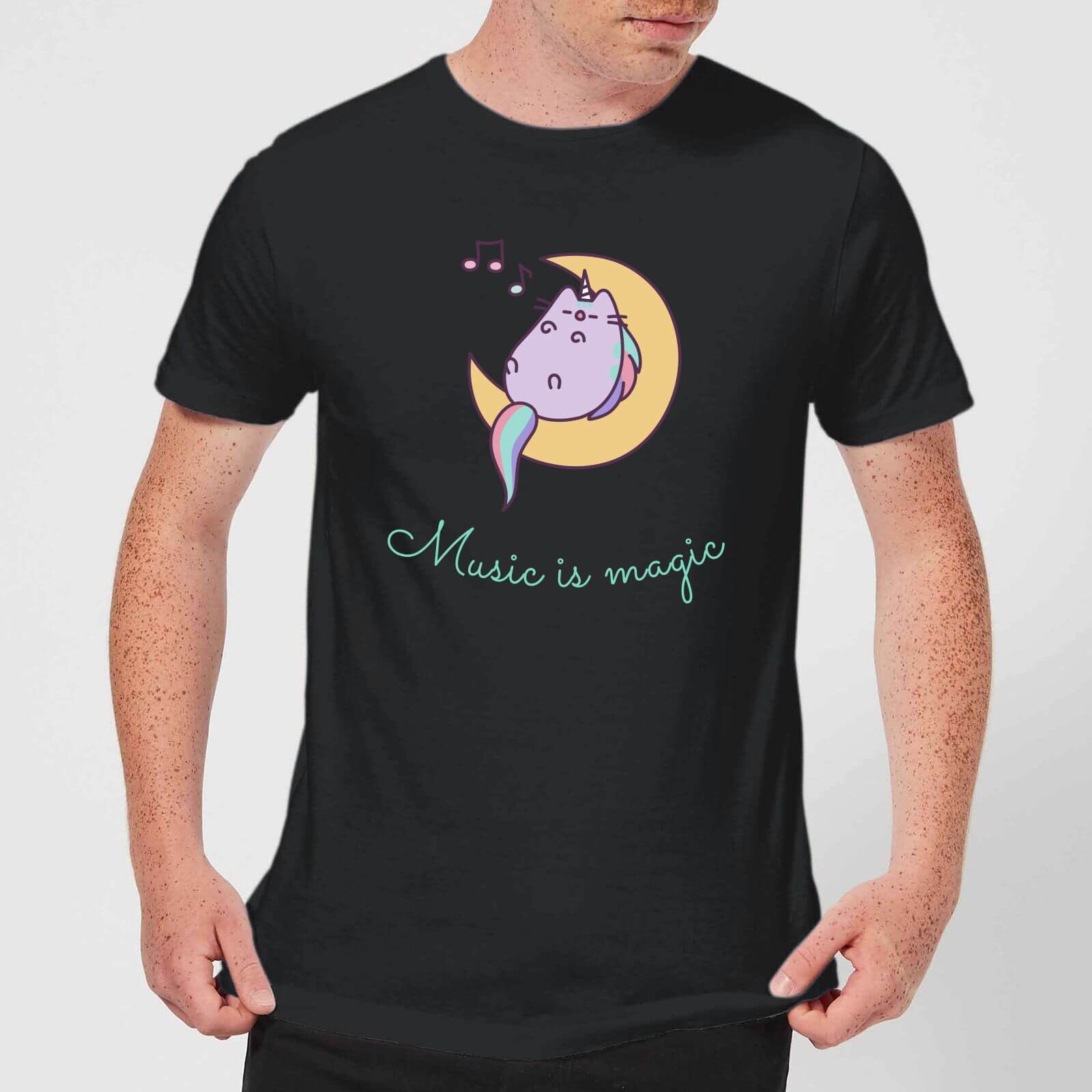 Pusheen Music Is Magic Men's T-Shirt - Black - S - Black