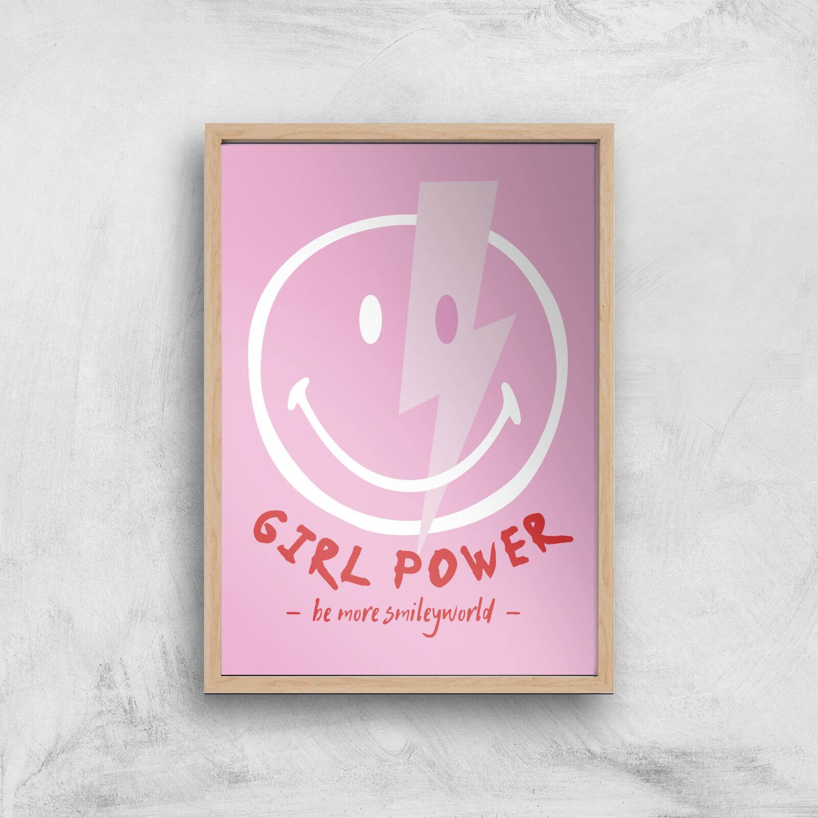 Girl Power Giclée Art Print - A4 - Wooden Frame