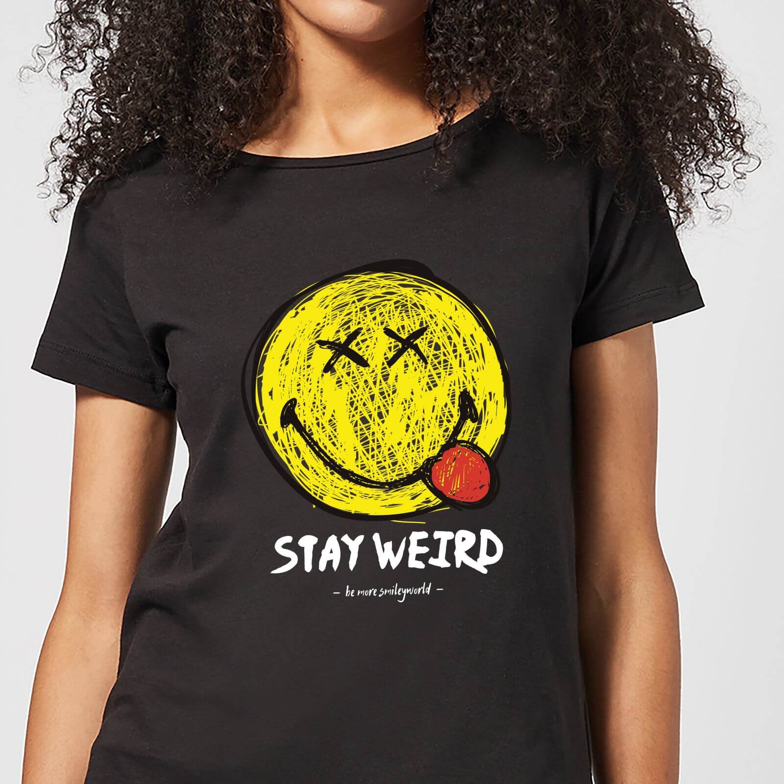 

Stay Weird Upside Down Smiley Women's T-Shirt - Black - 3XL