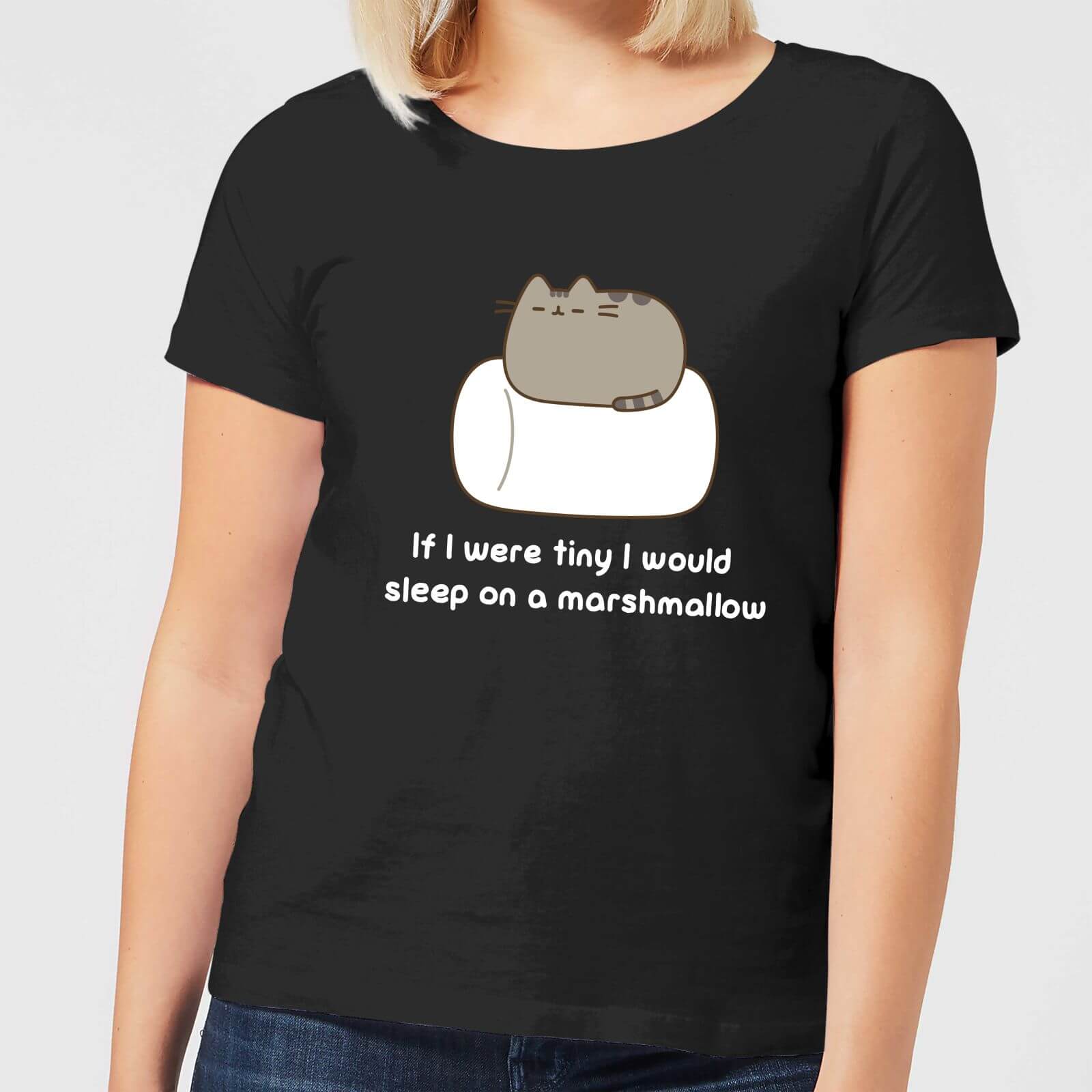Pusheen If I Were Tiny I Would Sleep On A Marshmallow Women's T-Shirt - Black - S - Black