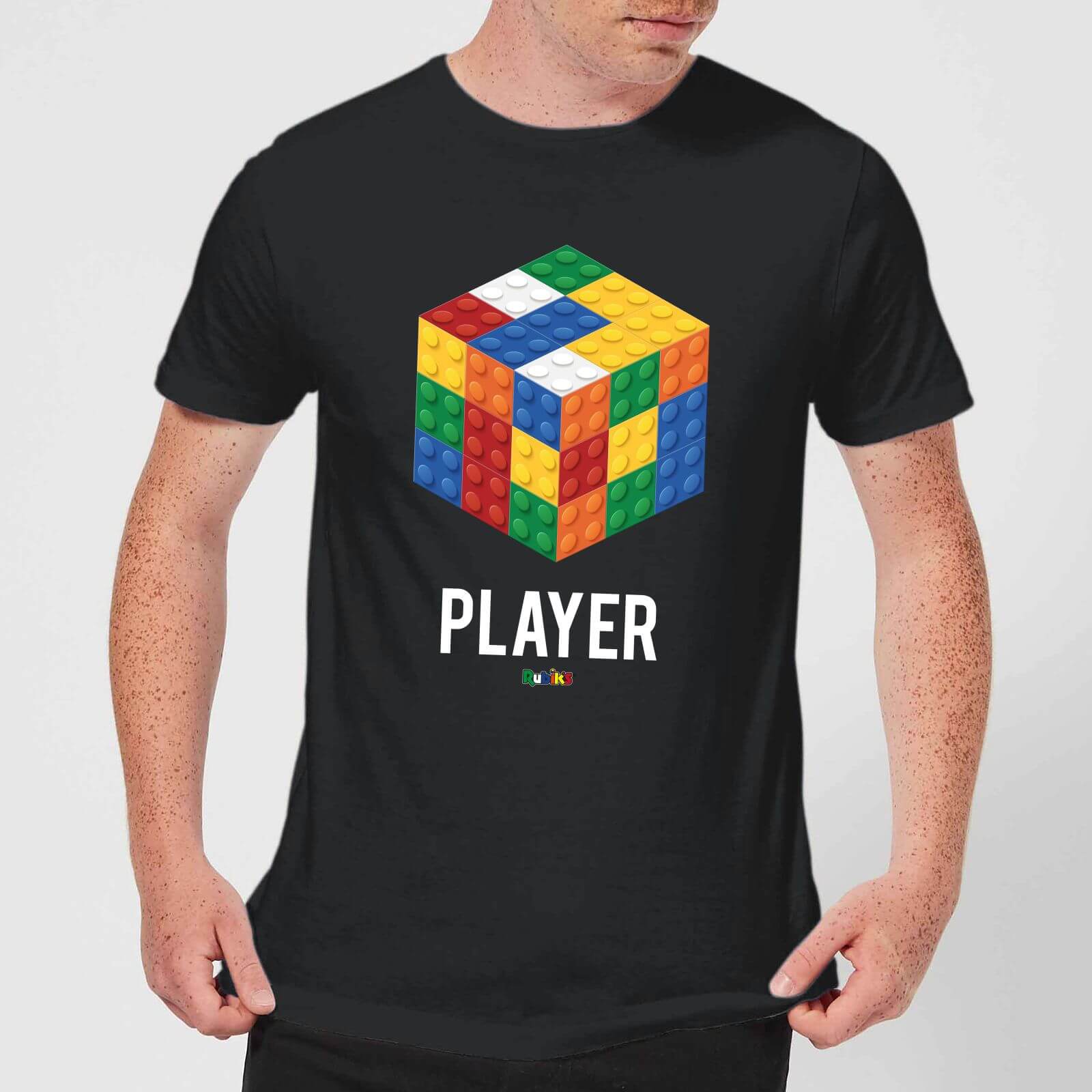 Block Rubik's Cube Player Men's T-Shirt - Black - 5XL - Black