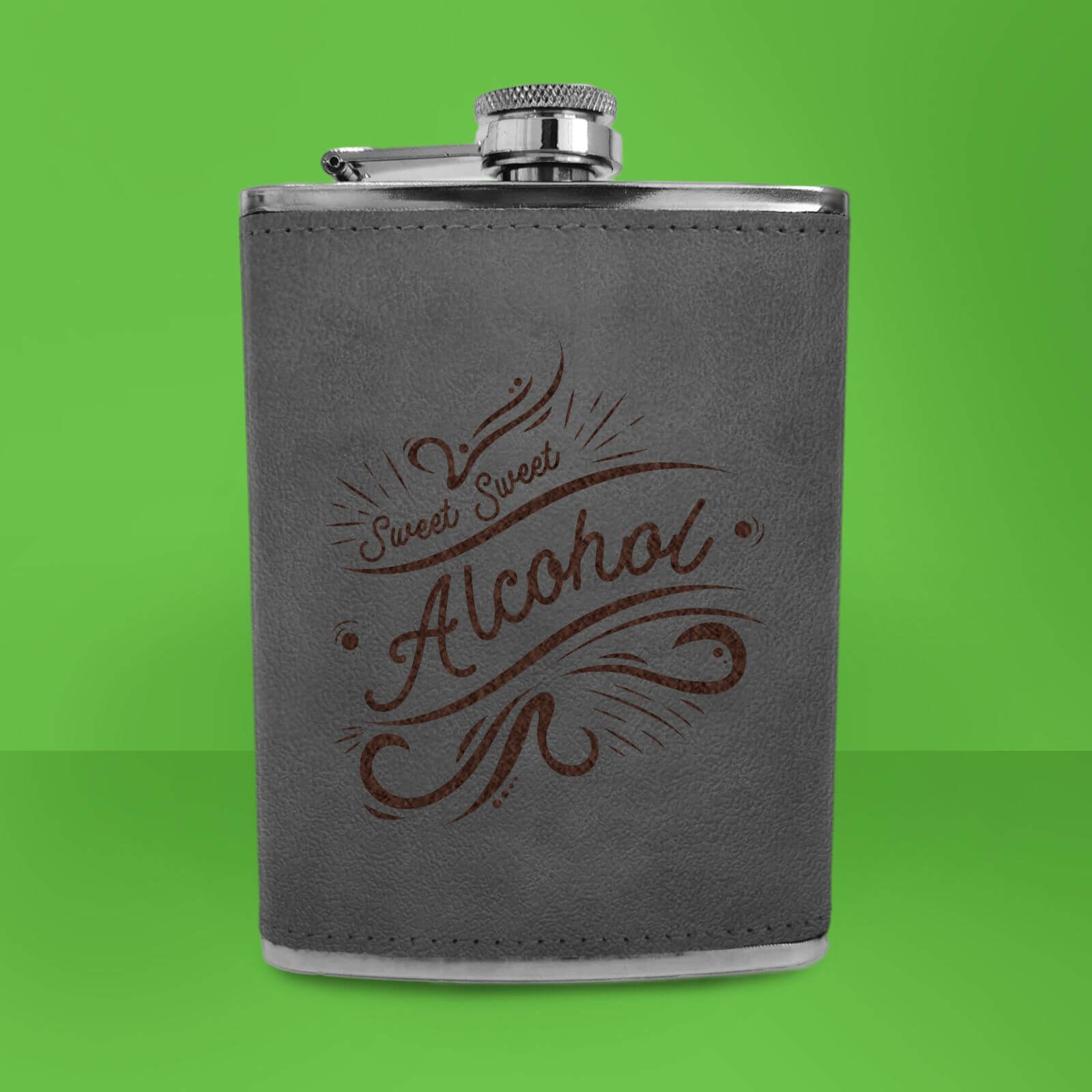 Sweet Sweet Alcohol Engraved Hip Flask - Grey