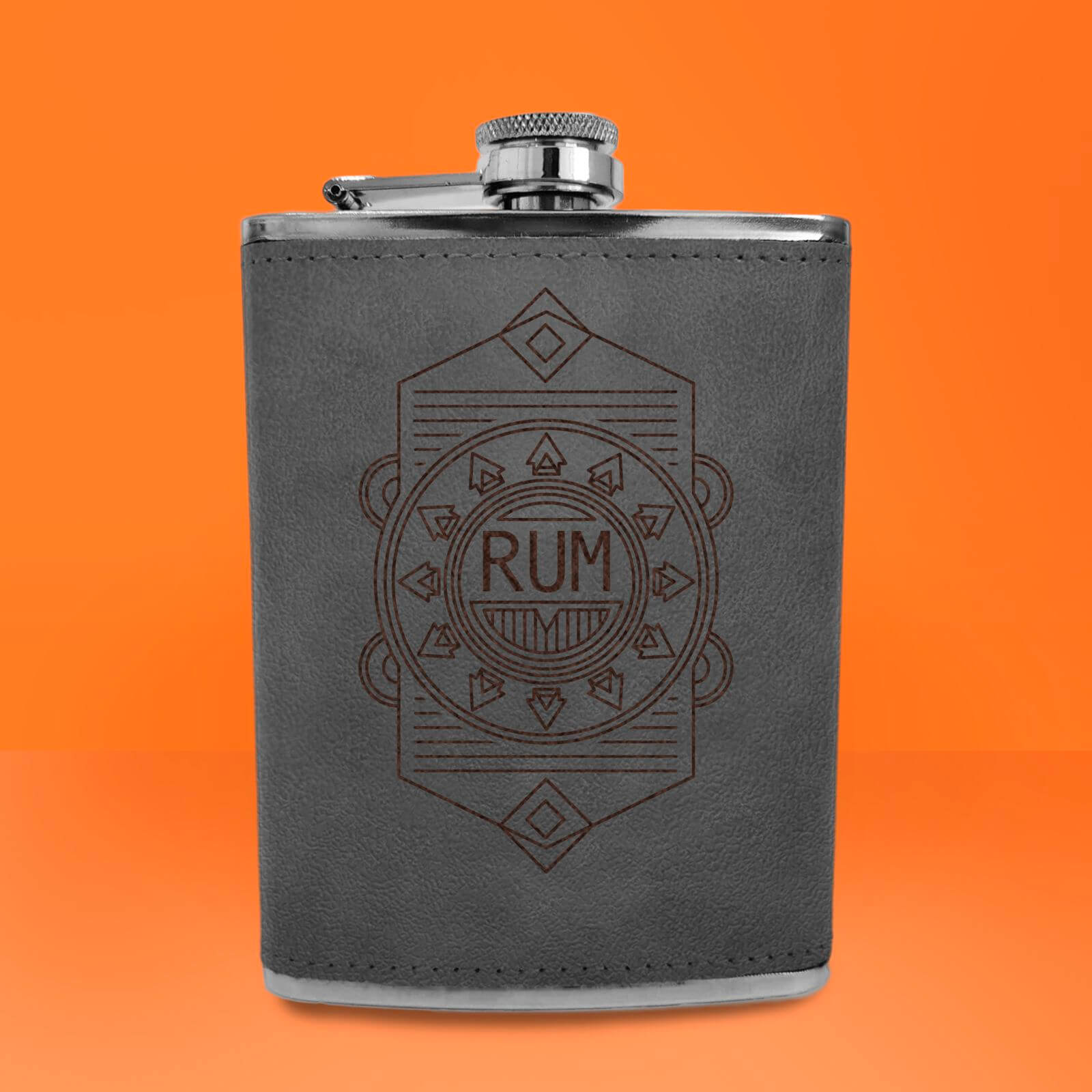 Rum Line Seal Engraved Hip Flask - Grey