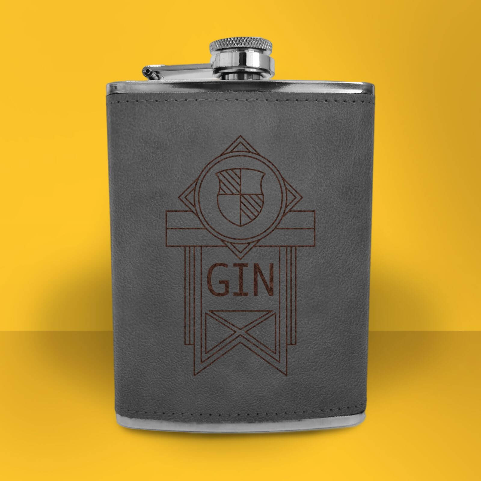 Gin Line Seal Engraved Hip Flask - Grey