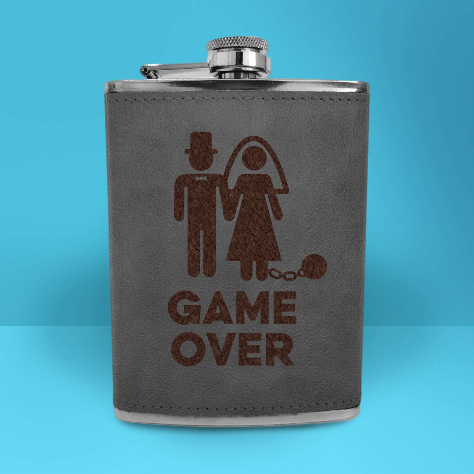 Bride Game Over Engraved Hip Flask - Grey