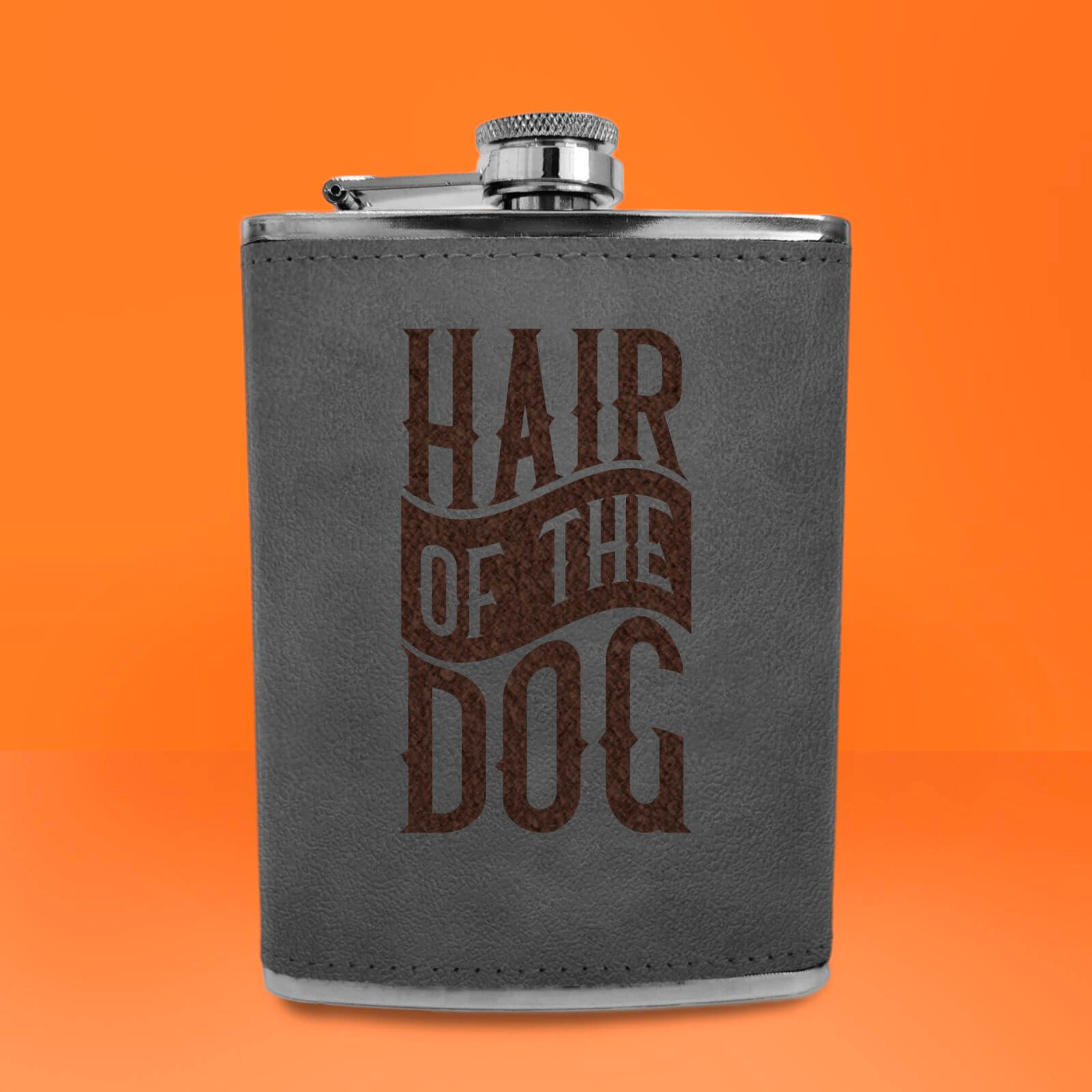 Hair Of The Dog Engraved Hip Flask - Grey