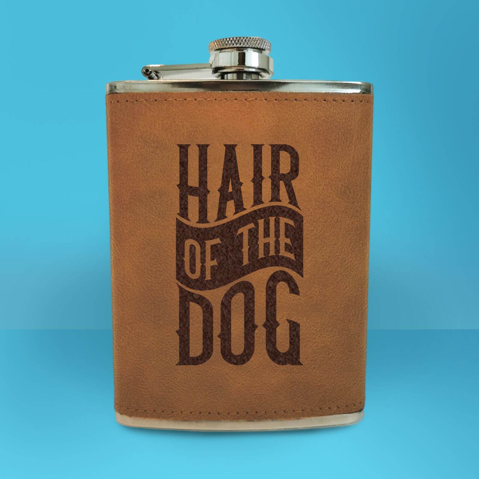 Hair Of The Dog Engraved Hip Flask - Brown