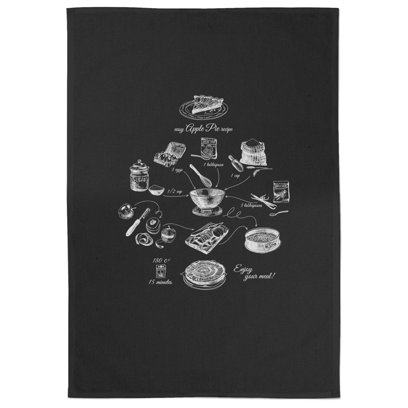 Apple Pie Recipe Cotton Black Tea Towel
