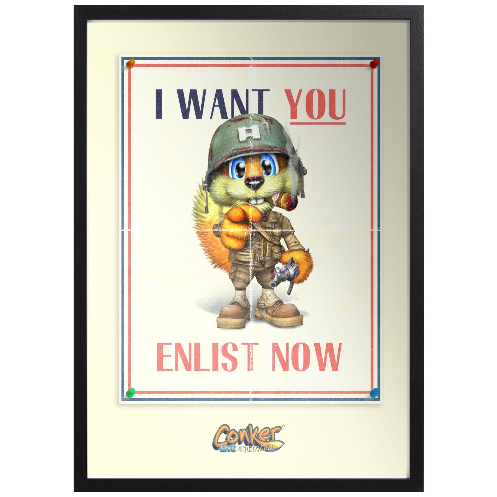 Conker I Want You Giclee Art Print - A2 - Black Frame