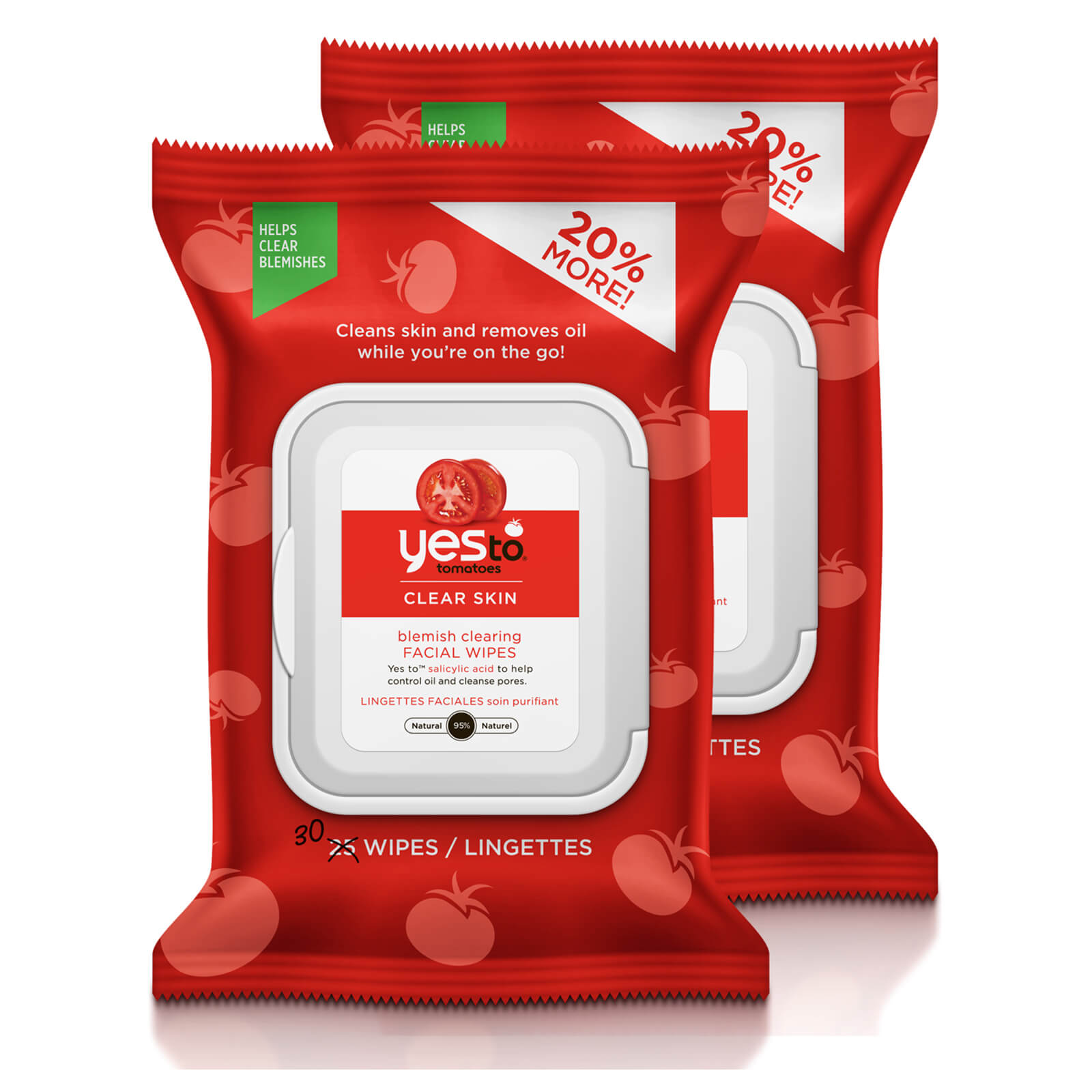 

yes to Tomatoes Clear Skin Blemish Clearing Facial Wipes (Pack of 2)